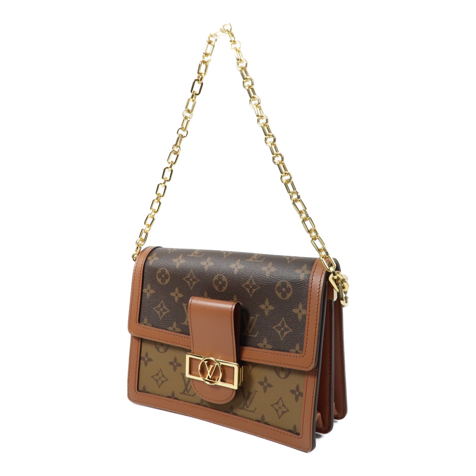 LOUIS VUITTON Monogram Reverse Dauphine MM金扣手挽肩背兩用袋