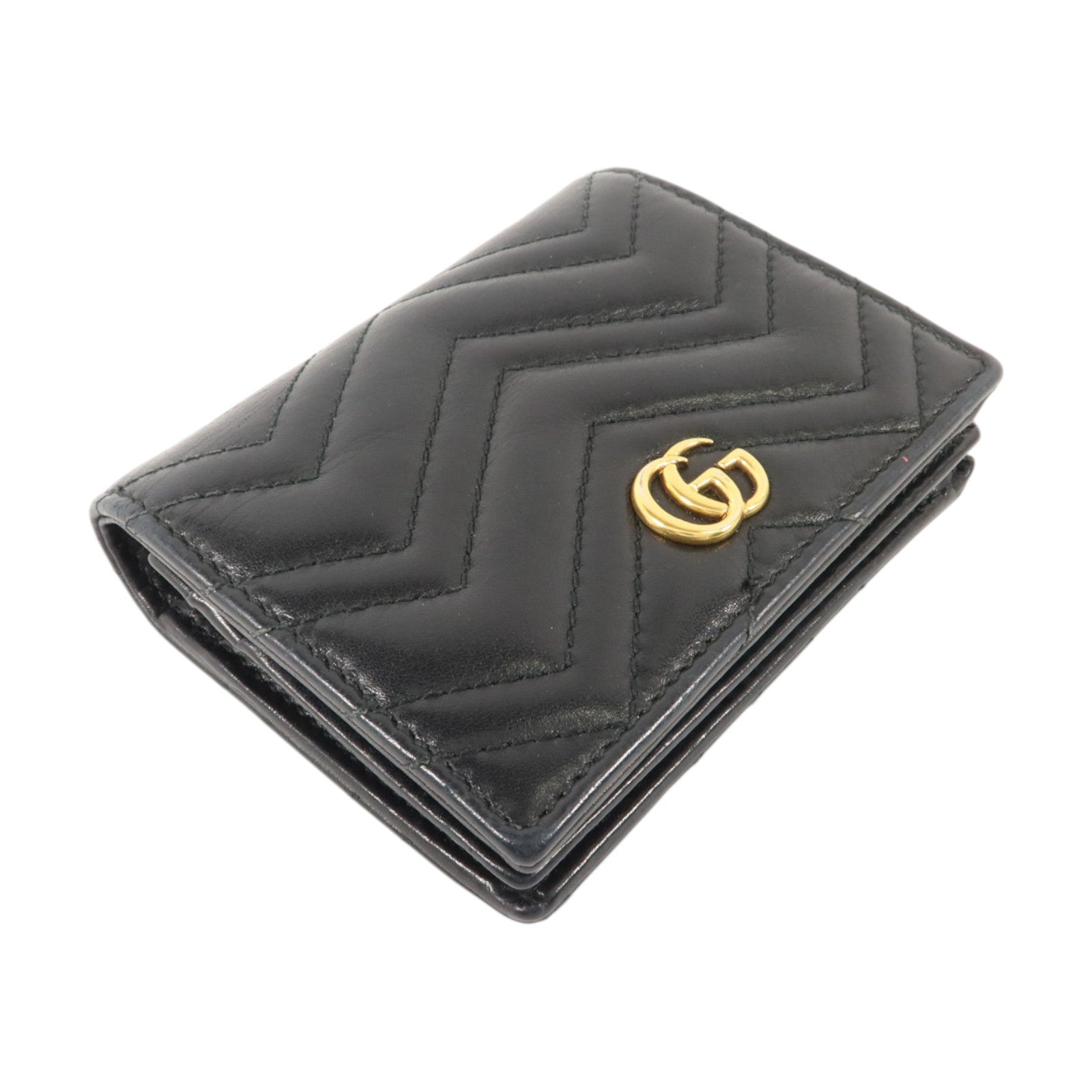 GUCCI 牛皮皮革GG Marmont Card Case Wallet金扣錢包