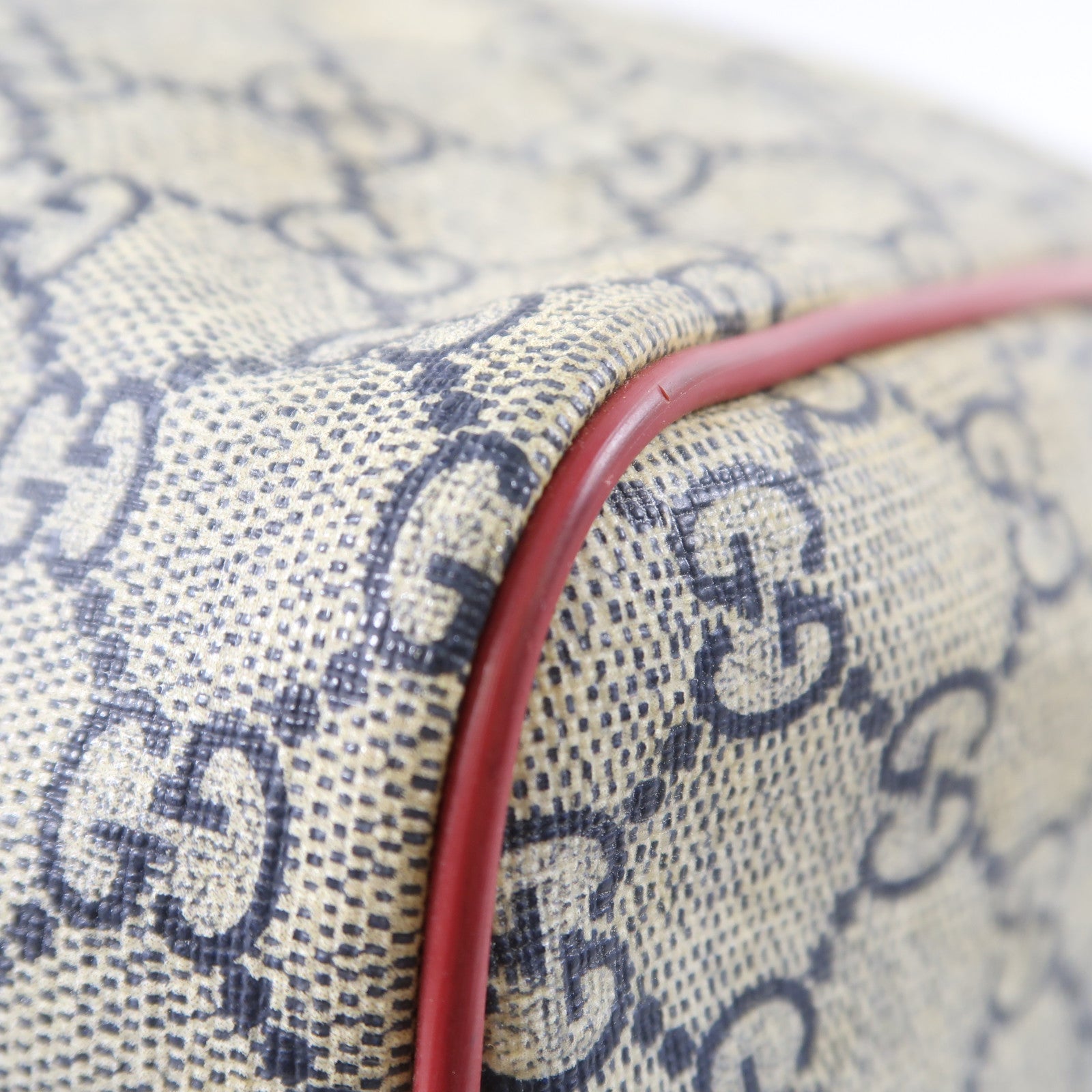 GUCCI 塗層帆布Hand Bag金扣手挽袋啡色/紅色
