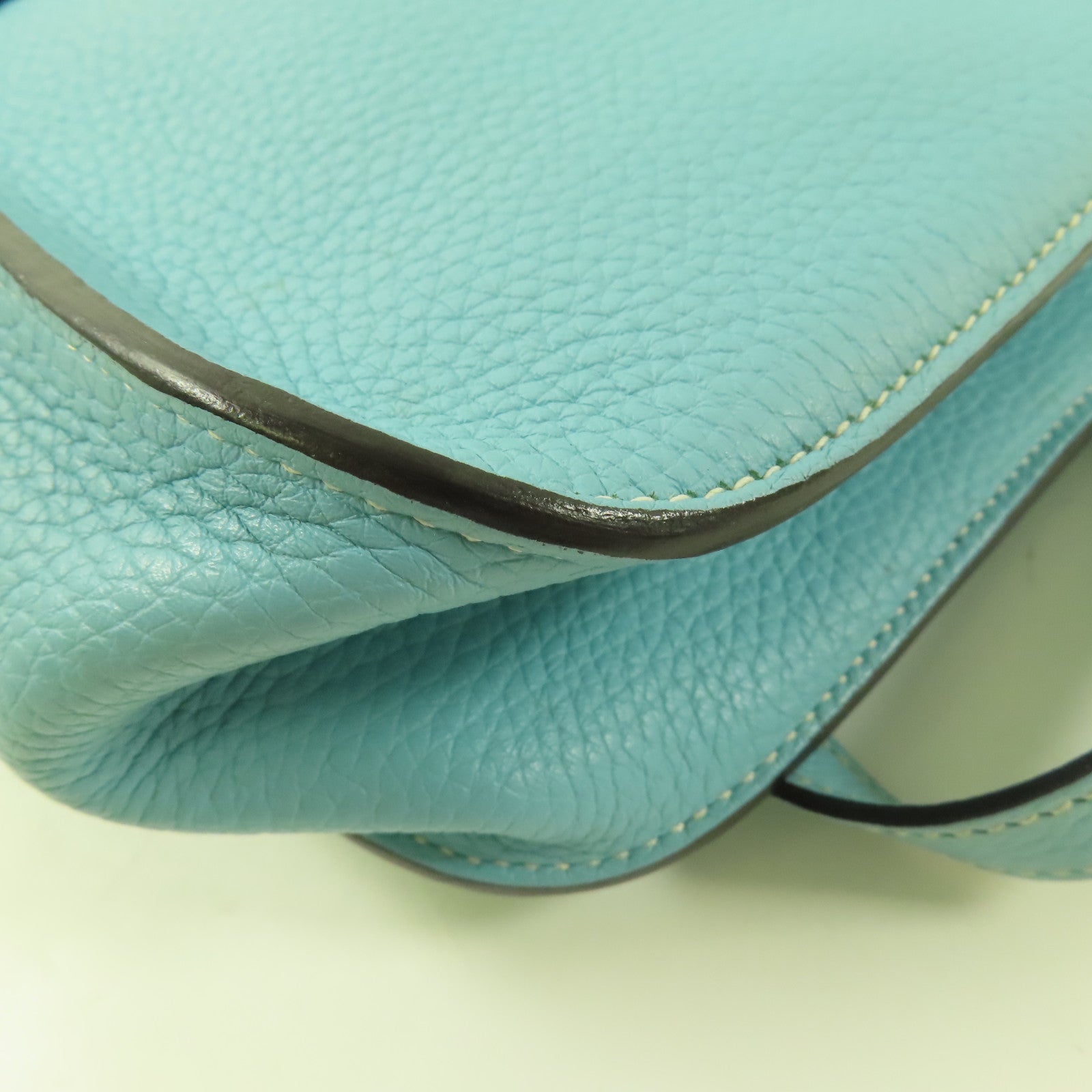 HERMES Clemence皮革Halzan 31銀扣3P Bleu Atoll/蒂芬尼藍