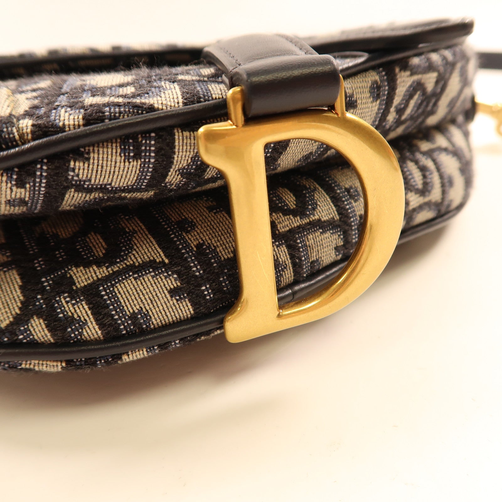 Dior 帆布Saddle Bag金扣手挽肩背兩用袋