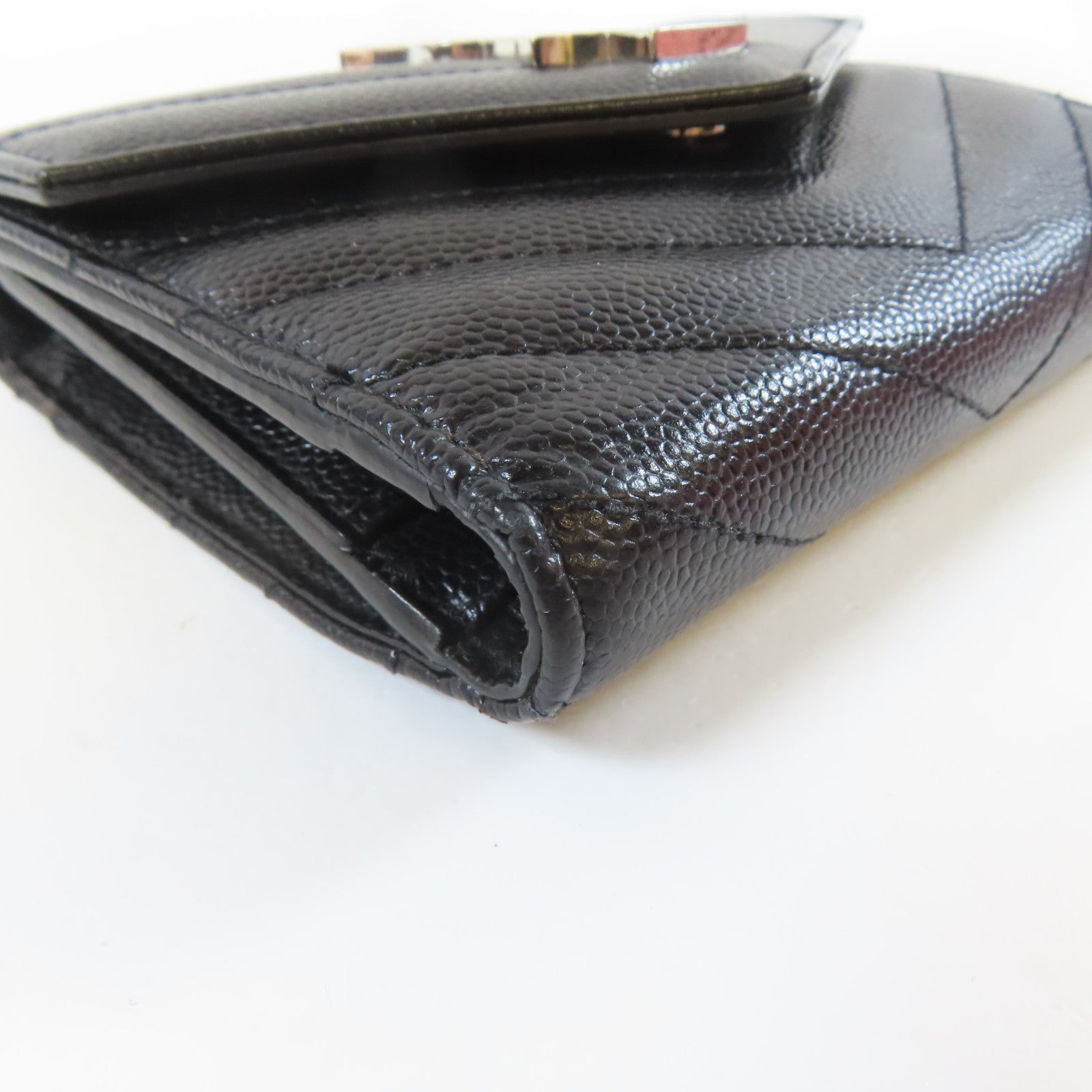 SAINT LAURENT 牛皮皮革Wallet銀扣錢包黑色