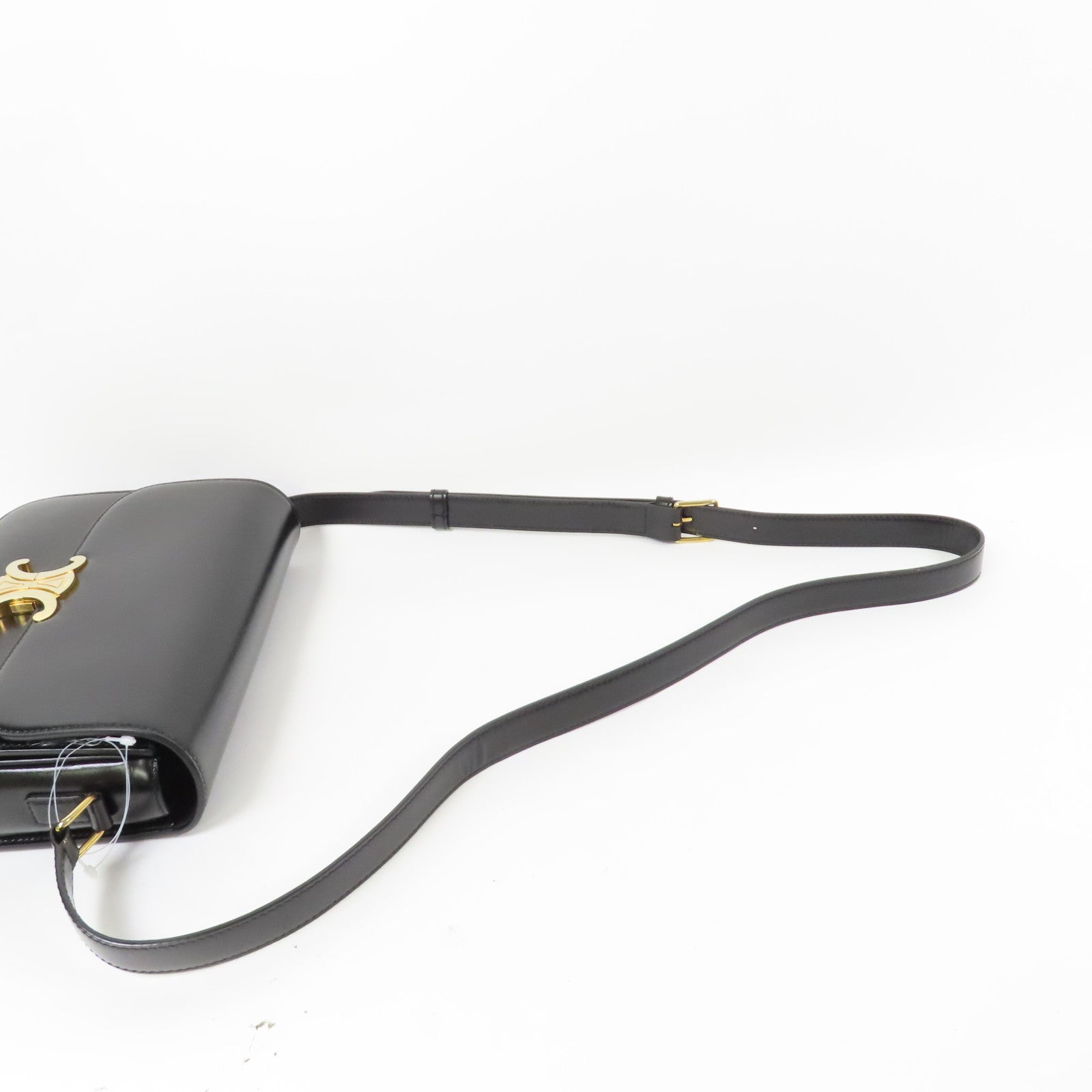 CELINE 牛皮皮革Triomphe Medium金扣肩背袋黑色