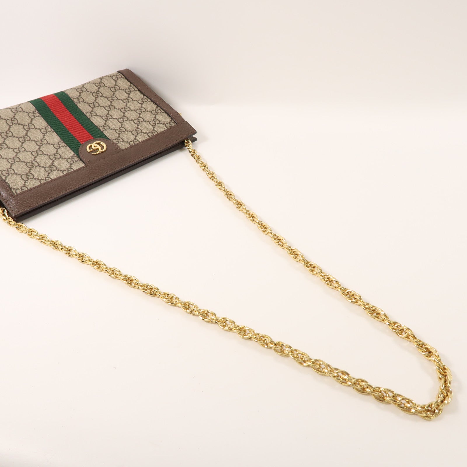 GUCCI 塗層帆布Shoulder Bag金扣肩背袋啡色