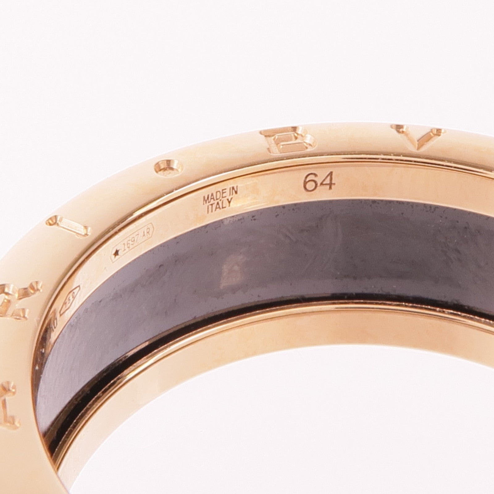 BVLGARI 18K玫瑰金/陶瓷B.zero1 2 Band戒指Bvlgari#64/US#10