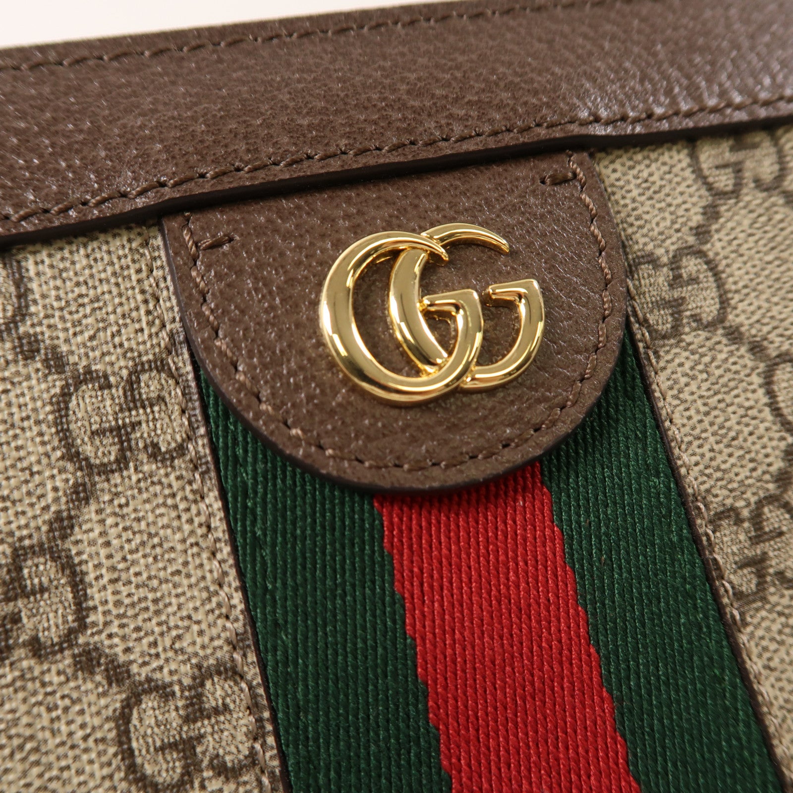 GUCCI 塗層帆布Shoulder Bag金扣肩背袋啡色