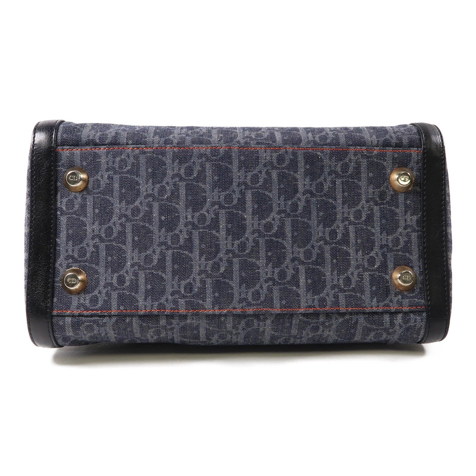 Dior 帆布/皮革Handbag銀扣手挽袋藍色