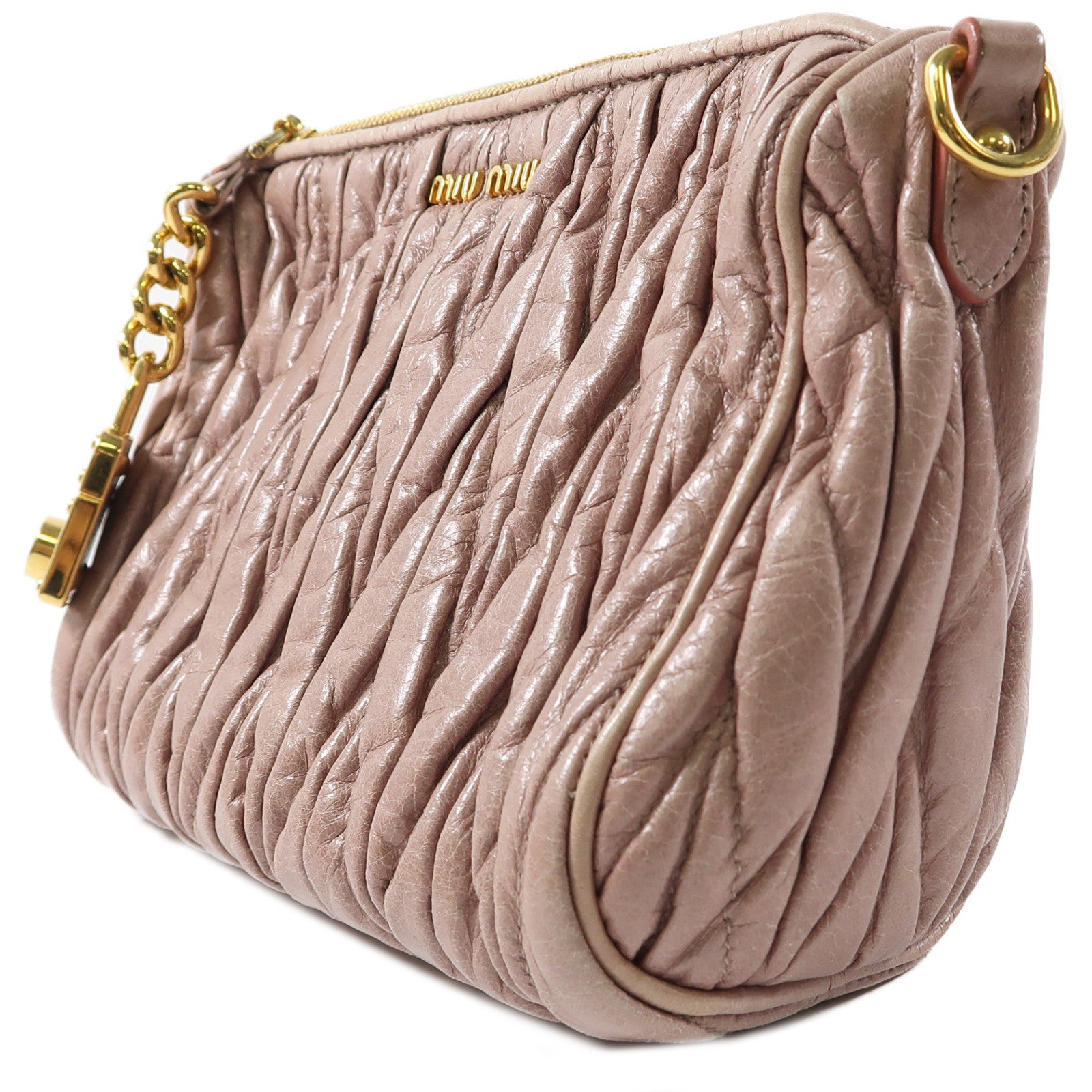 Miu Miu 皮革Shoulder Bag金扣肩背袋粉紅色