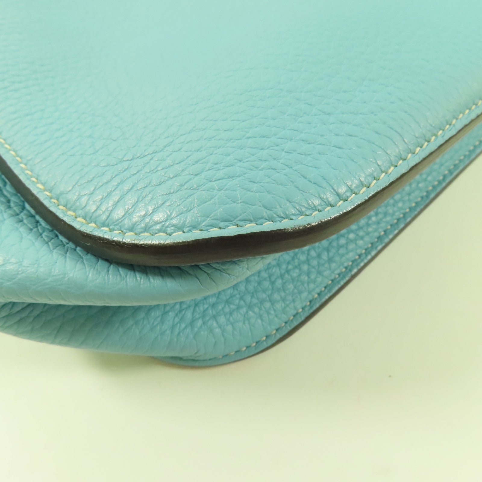 HERMES Clemence皮革Halzan 31銀扣3P Bleu Atoll/蒂芬尼藍