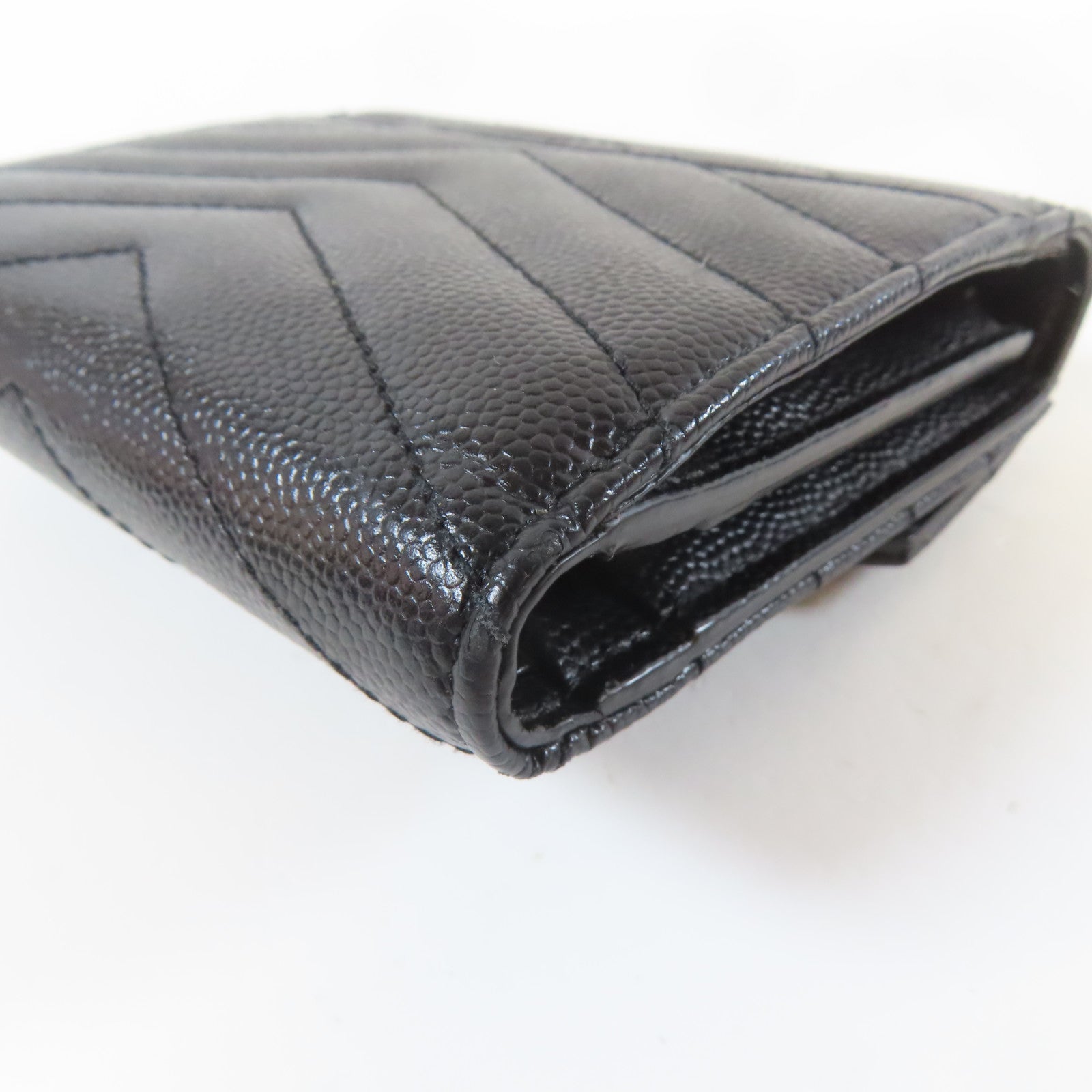 SAINT LAURENT 牛皮皮革Wallet銀扣錢包黑色