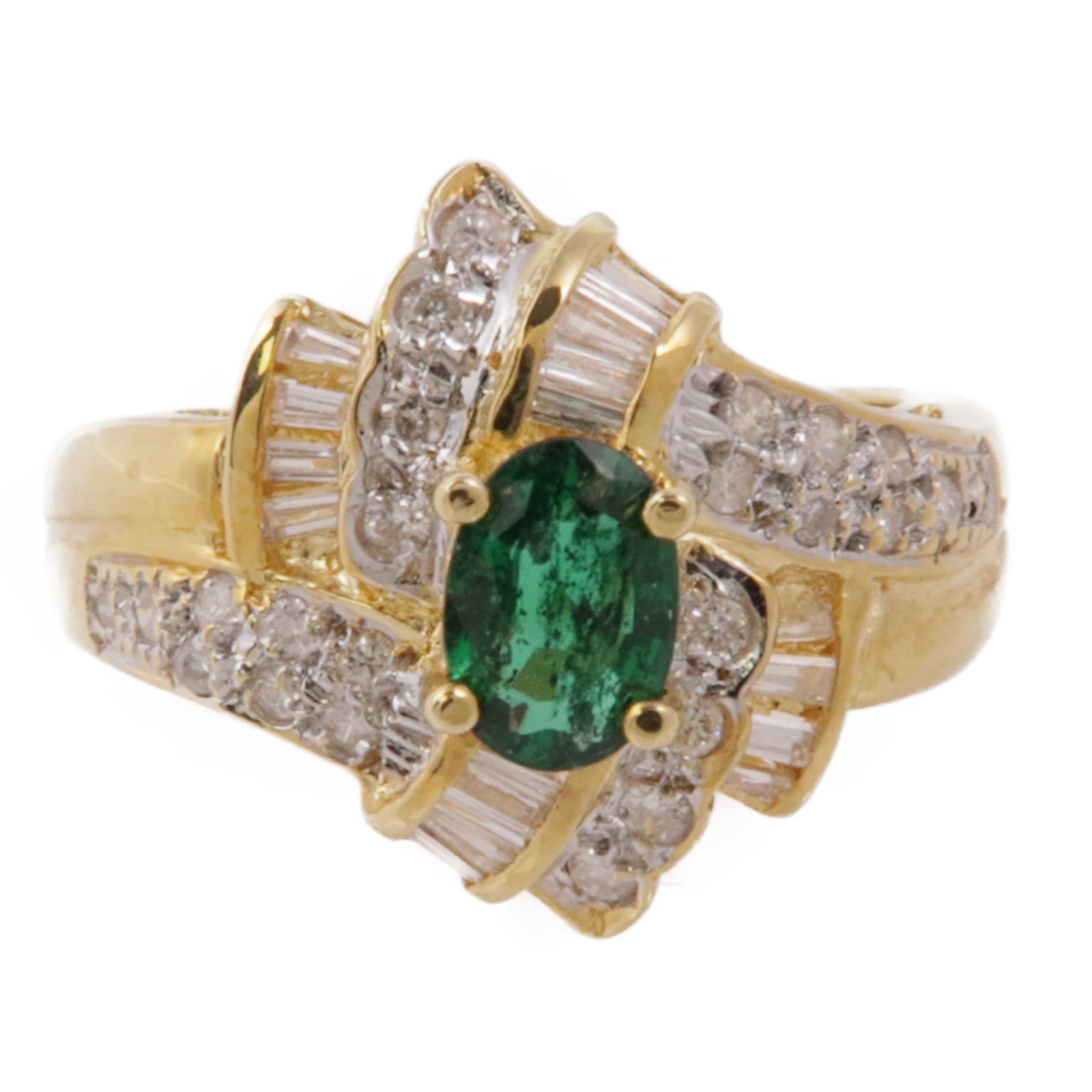JEWELRY 【激減優惠】18K黃金Emerald/Diamond Ring綠寶石/鑽石戒指US#6.5