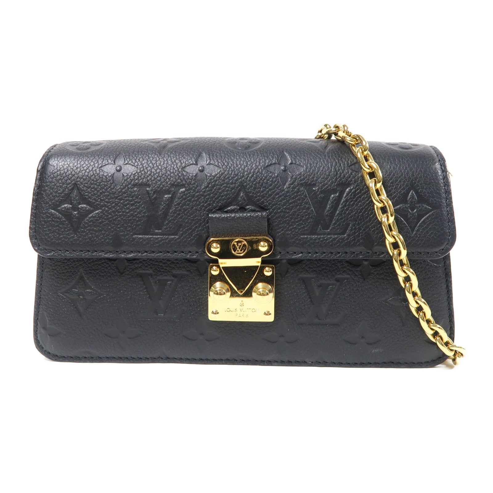 LOUIS VUITTON Monogram Empreinte Wallet On Chain Metis金扣鏈帶肩背袋黑色