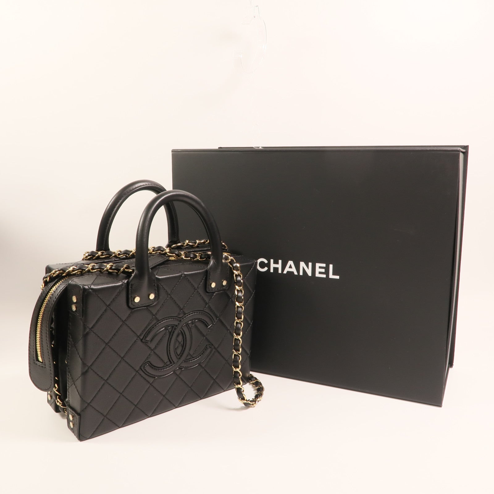 CHANEL 【激減優惠】牛皮皮革Chain Shoulder金扣手挽肩背兩用袋