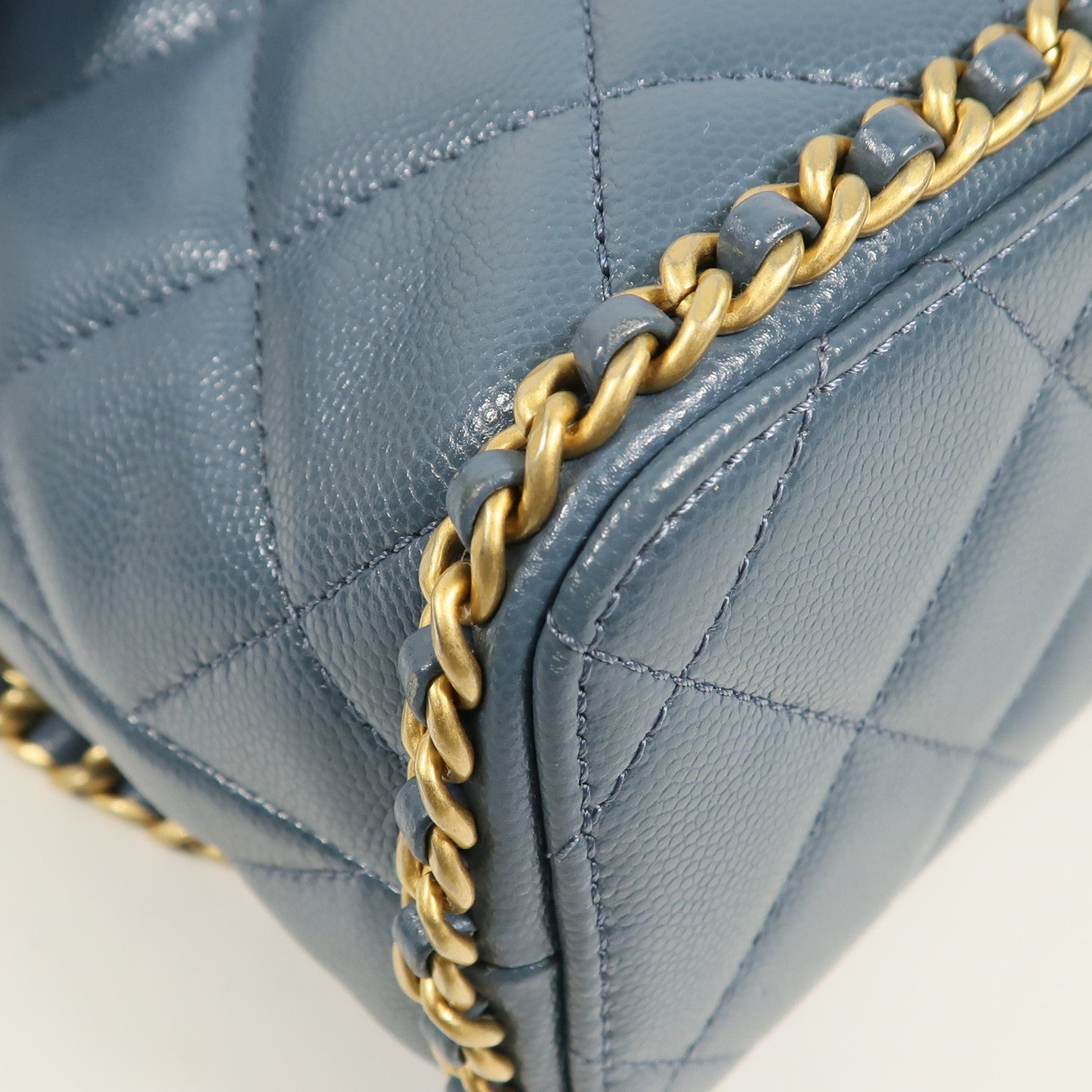 CHANEL 牛皮皮革Backpack金扣鏈帶背包