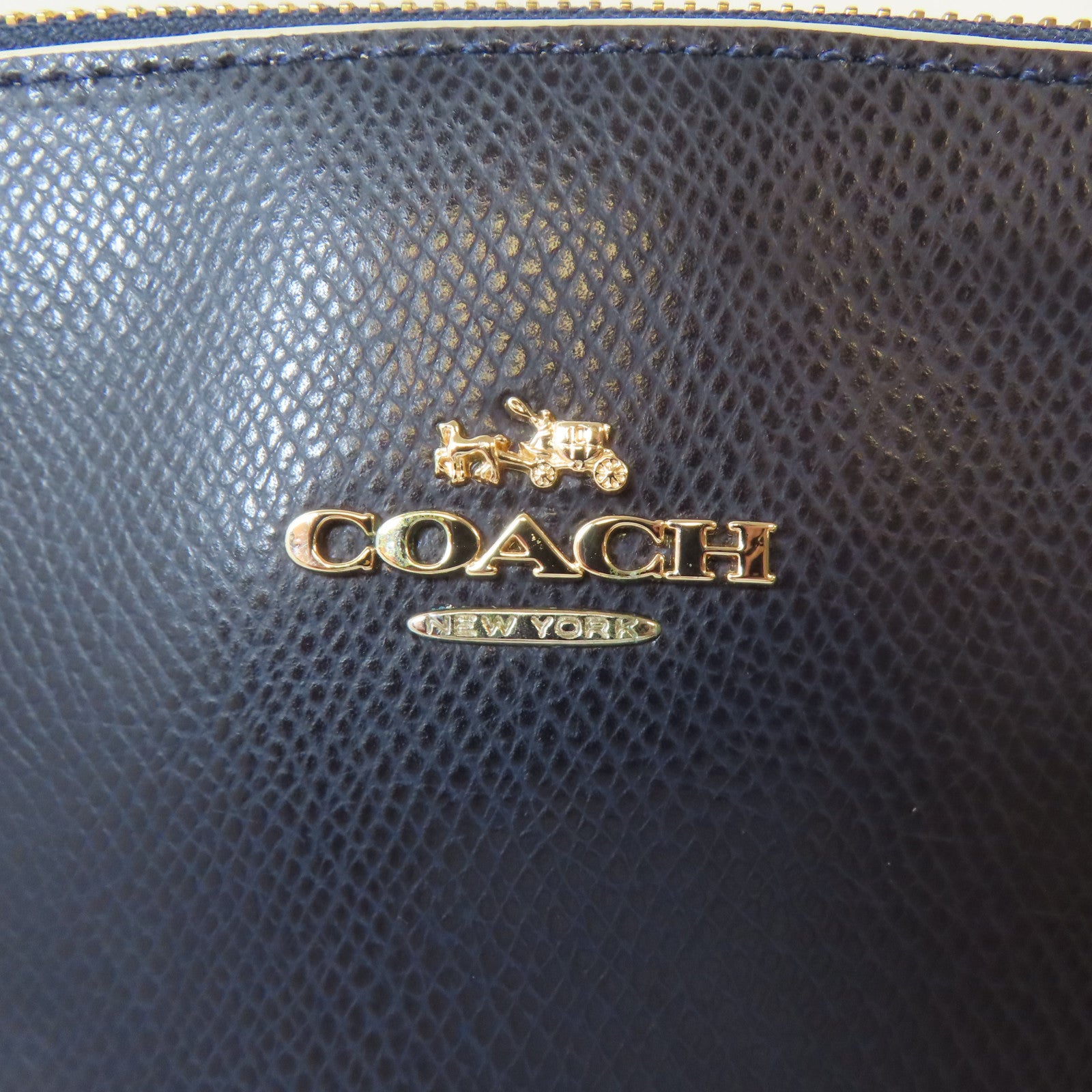 COACH 皮革2 Way Shoulder Bag金扣手挽肩背兩用袋深藍色