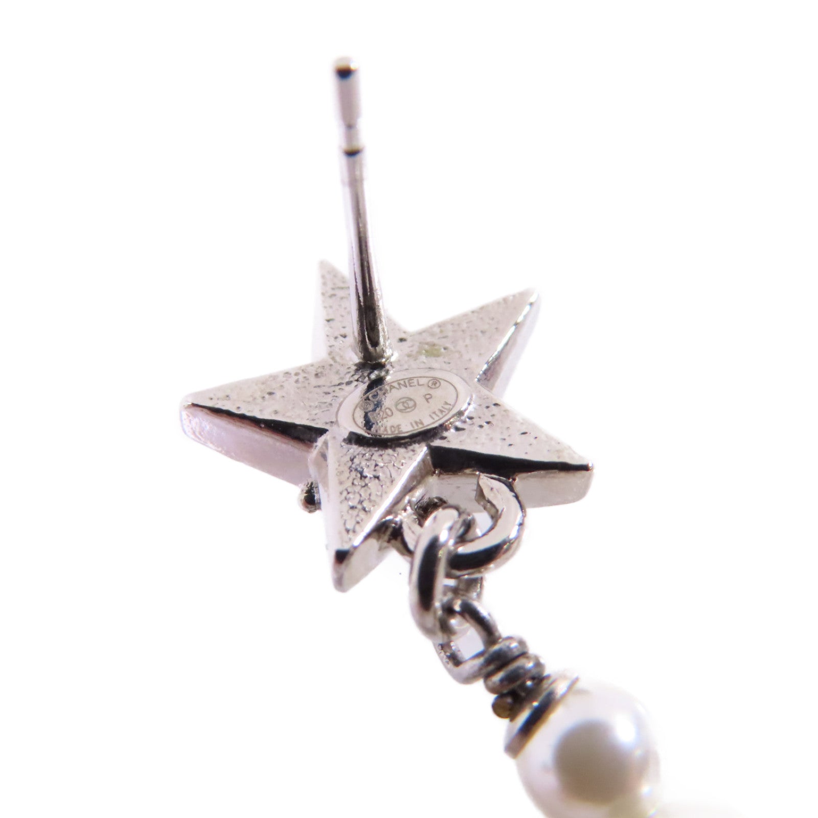CHANEL 金屬/仿珍珠/水鑽CC Earrings銀扣耳環