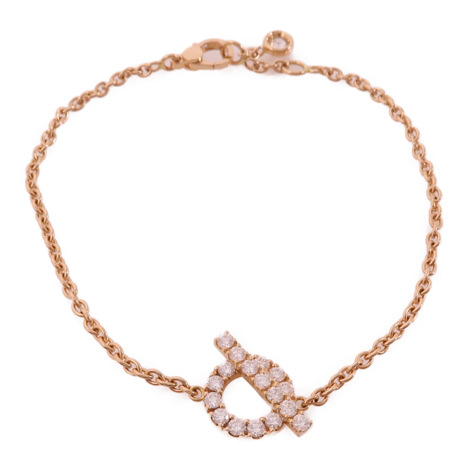HERMES 18K玫瑰金Finesse Bracelet鑽石手鏈