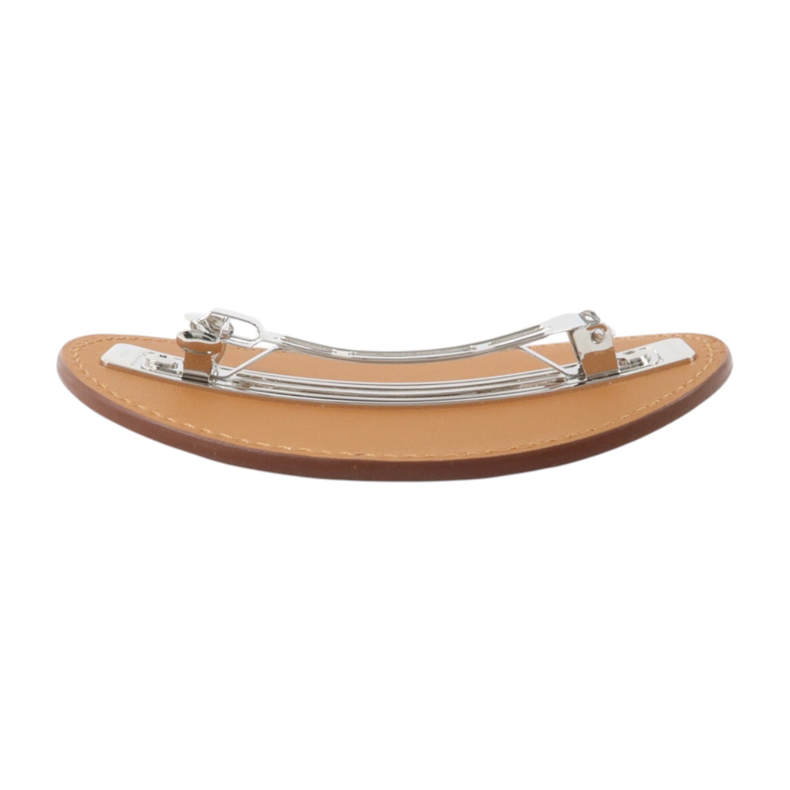 HERMES Swift皮革/金屬Evelyne GM Hair Clip銀扣髮夾Gold