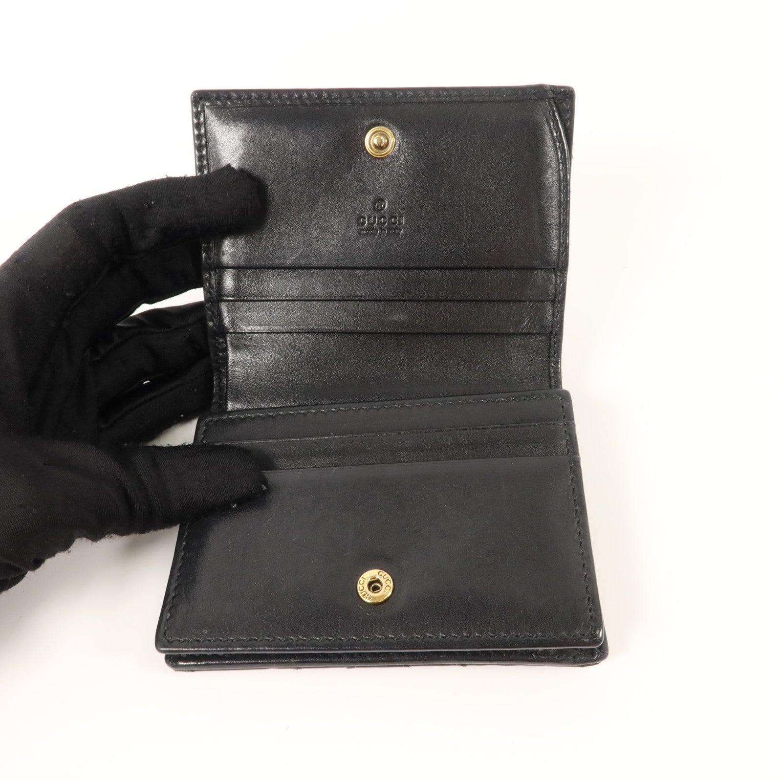 GUCCI 牛皮皮革GG Marmont Card Case Wallet金扣錢包