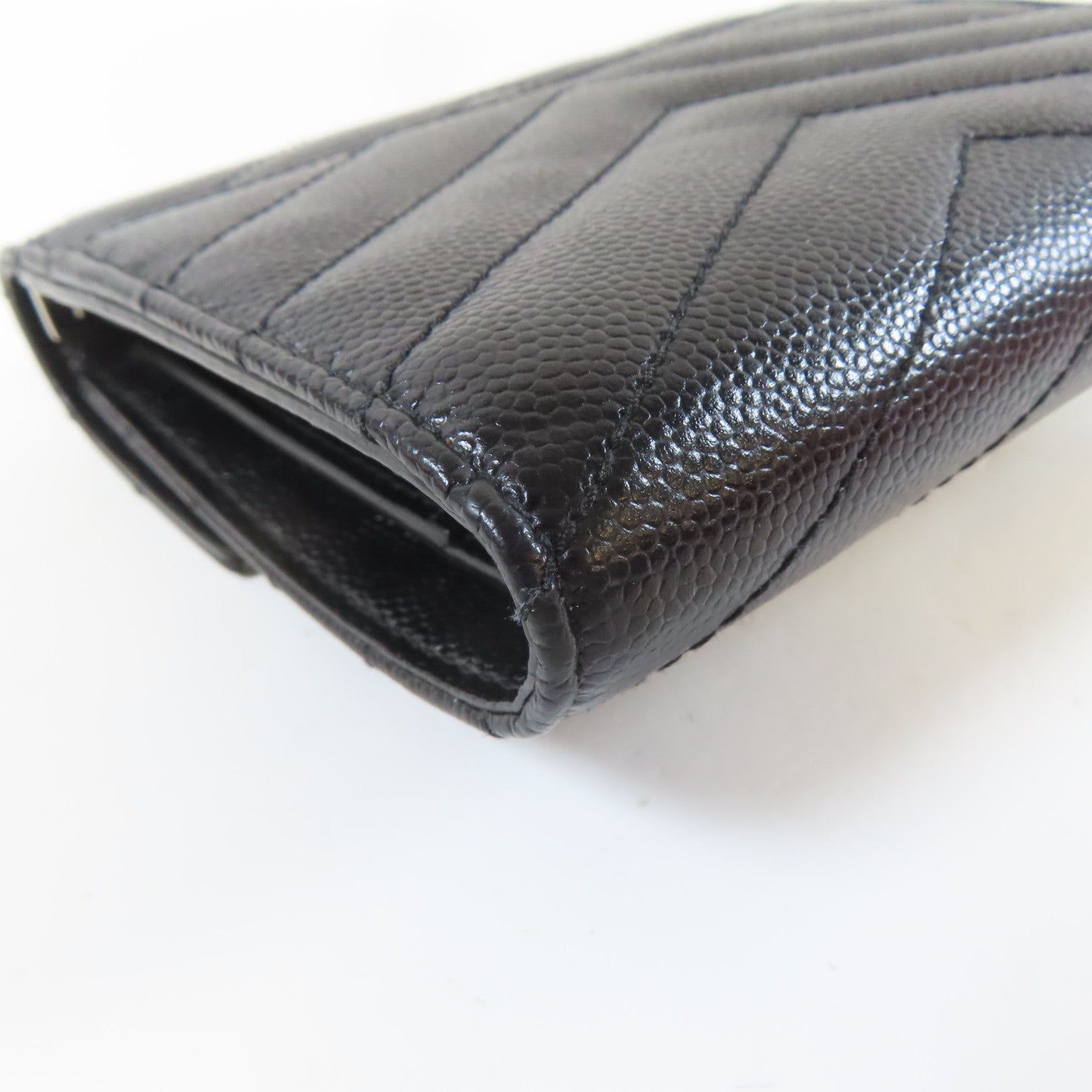 SAINT LAURENT 牛皮皮革Wallet銀扣錢包黑色
