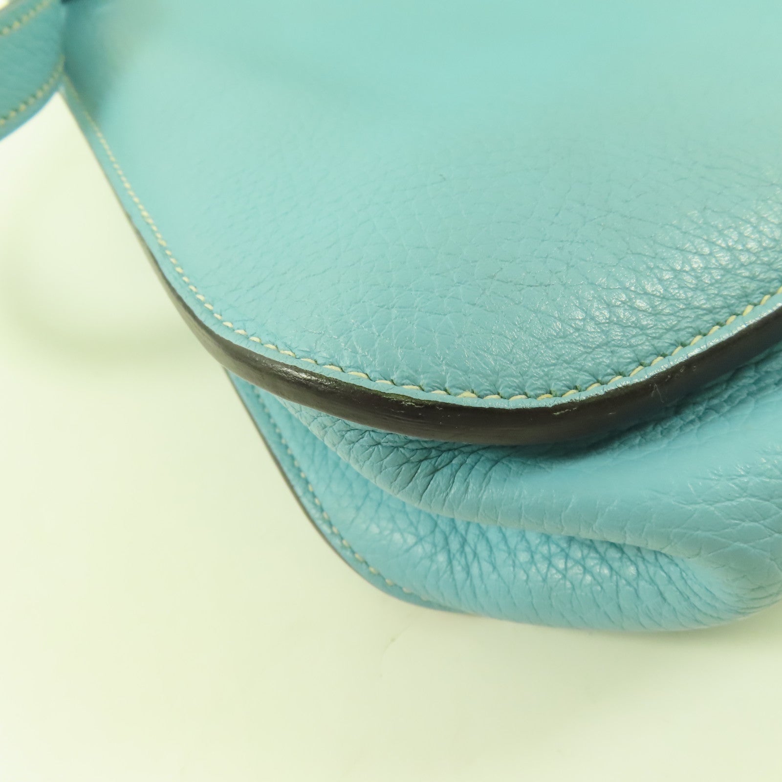 HERMES Clemence皮革Halzan 31銀扣3P Bleu Atoll/蒂芬尼藍