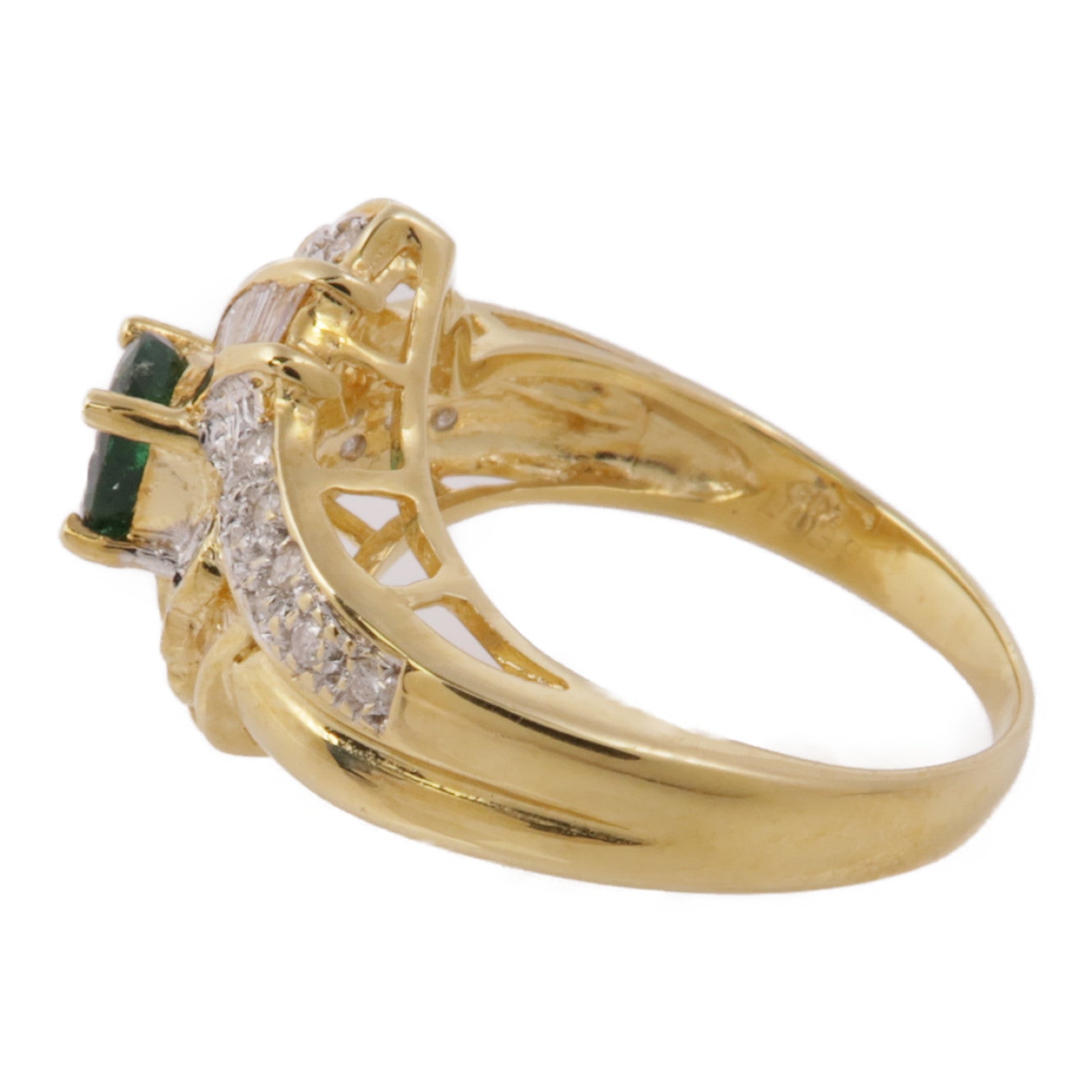 JEWELRY 【激減優惠】18K黃金Emerald/Diamond Ring綠寶石/鑽石戒指US#6.5