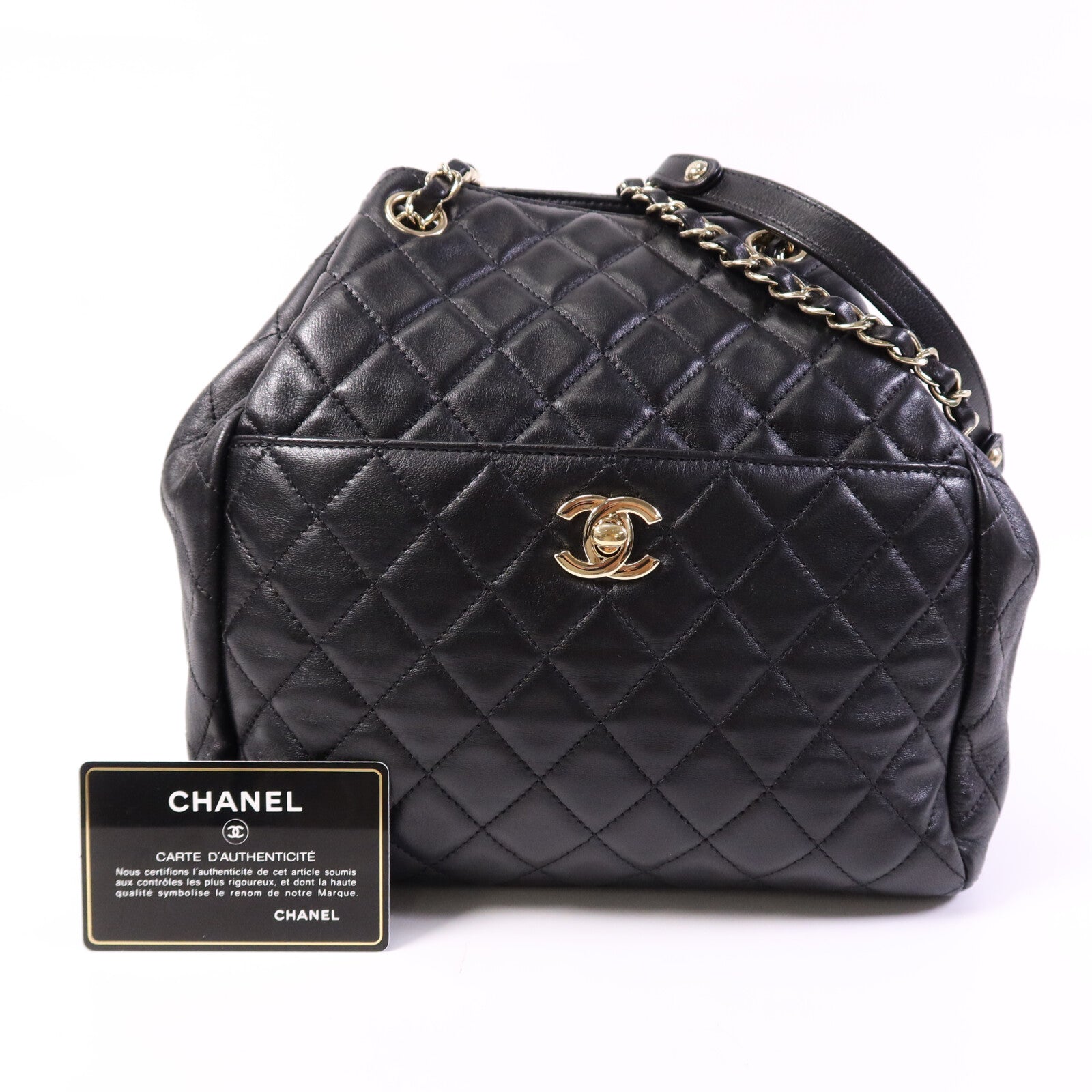 CHANEL 羊皮皮革Chain Shoulder Bag金扣鏈帶肩背袋