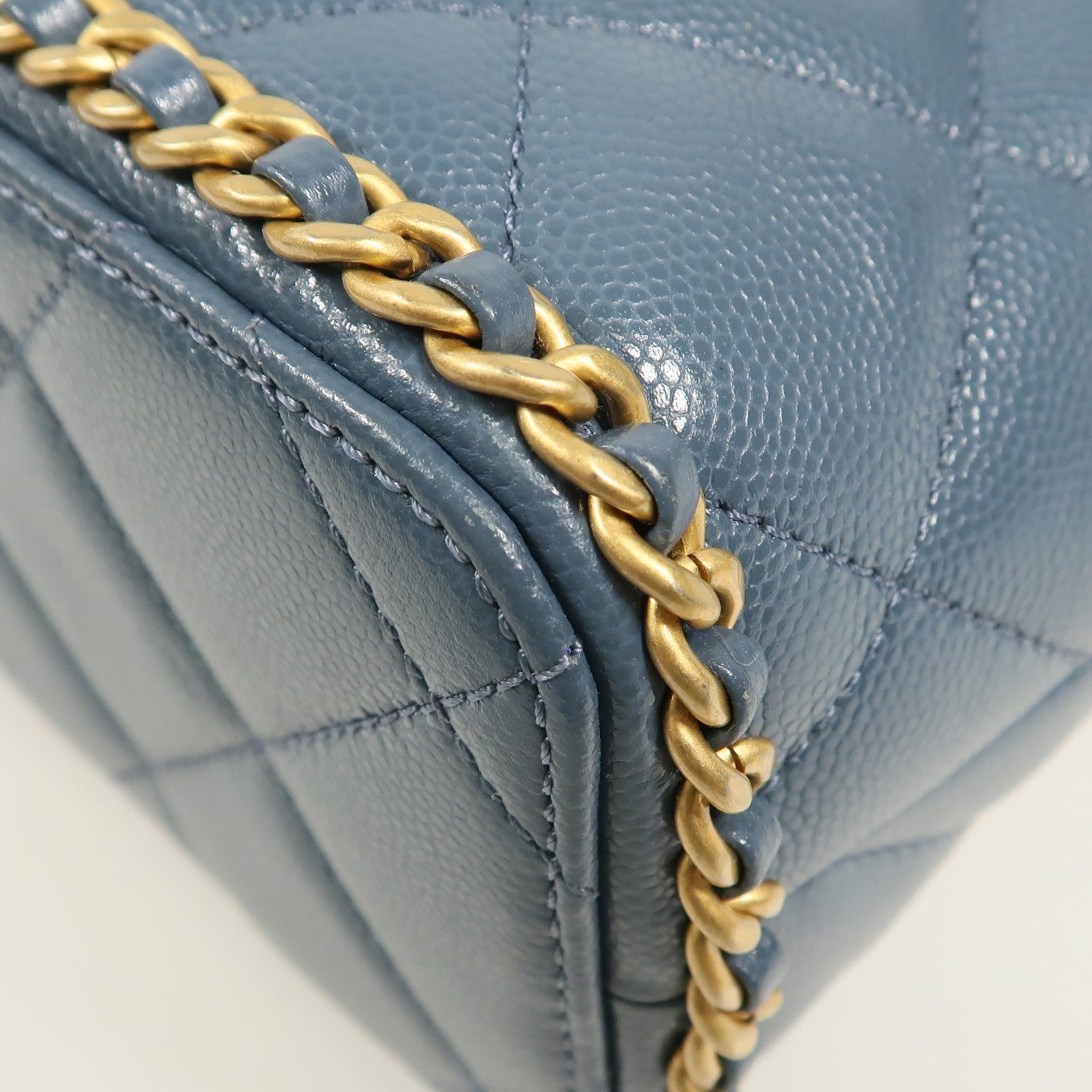 CHANEL 牛皮皮革Backpack金扣鏈帶背包