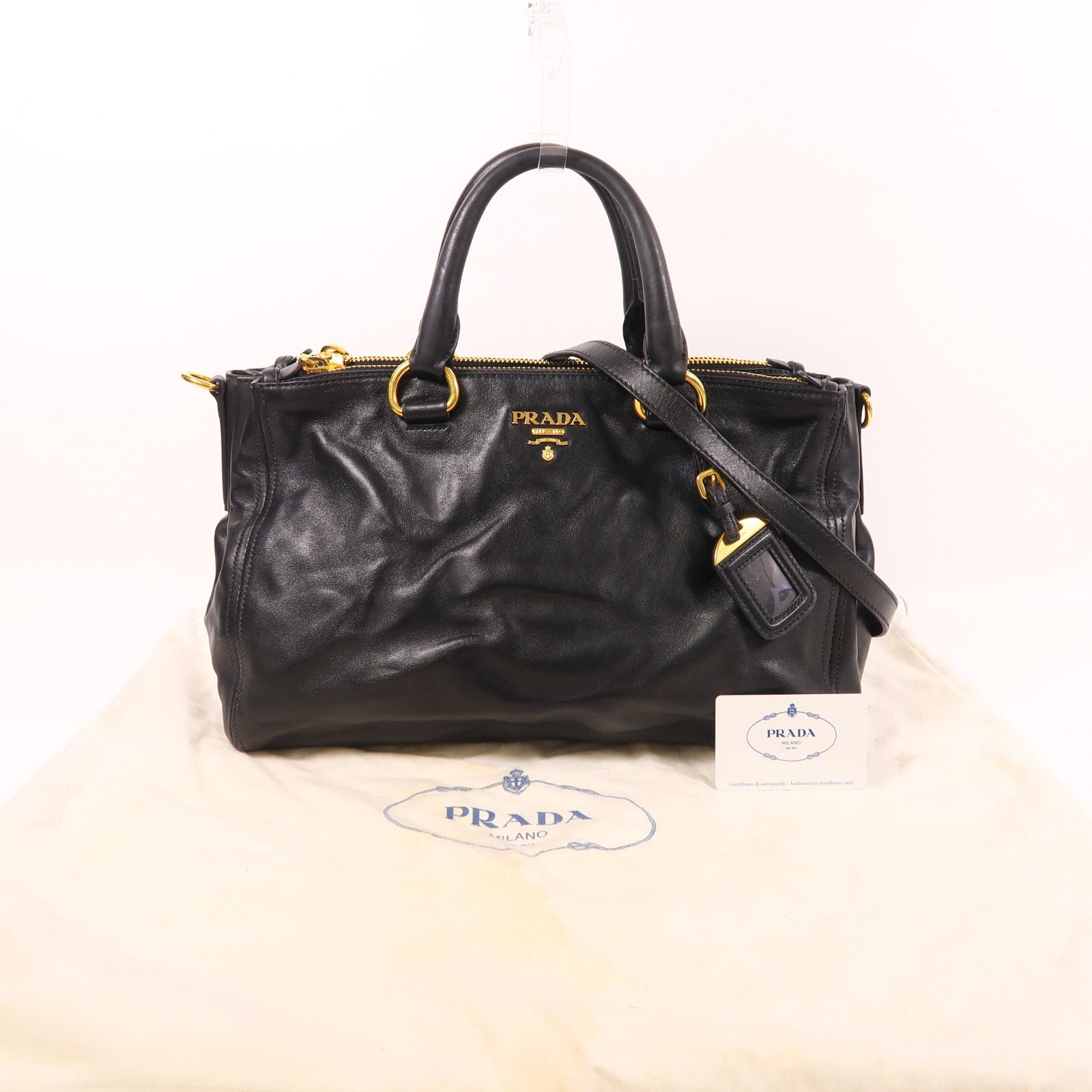 PRADA 牛皮皮革2 Way Shoulder金扣手挽肩背兩用袋