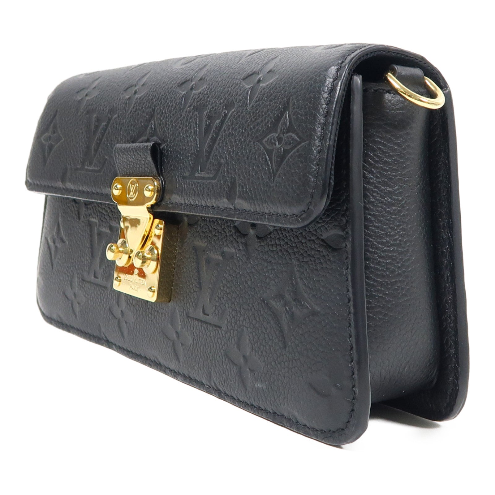 LOUIS VUITTON Monogram Empreinte Wallet On Chain Metis金扣鏈帶肩背袋黑色