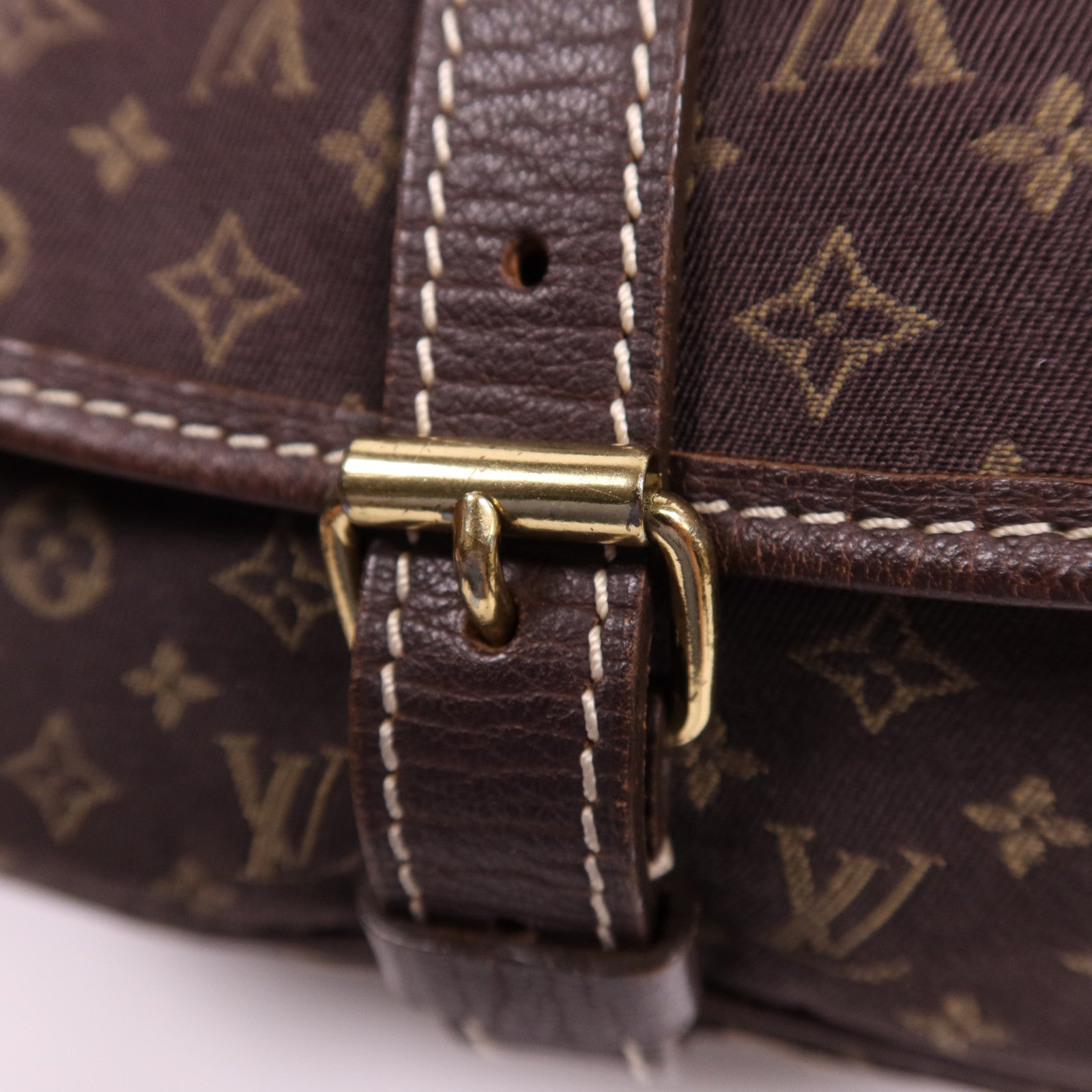 LOUIS VUITTON Monogram Mini Lin Saumur 30金扣肩背袋