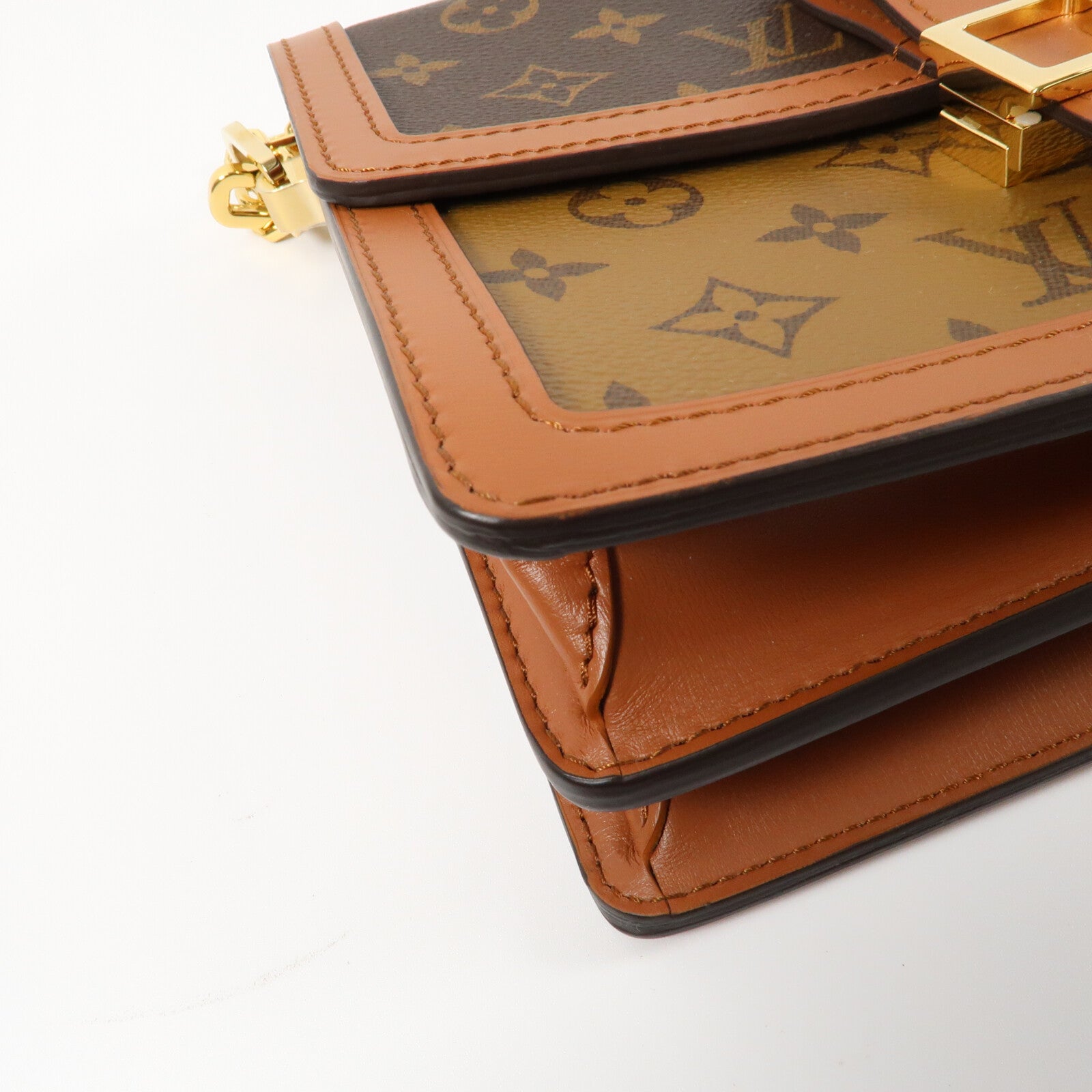 LOUIS VUITTON Monogram Reverse Dauphine MM金扣手挽肩背兩用袋