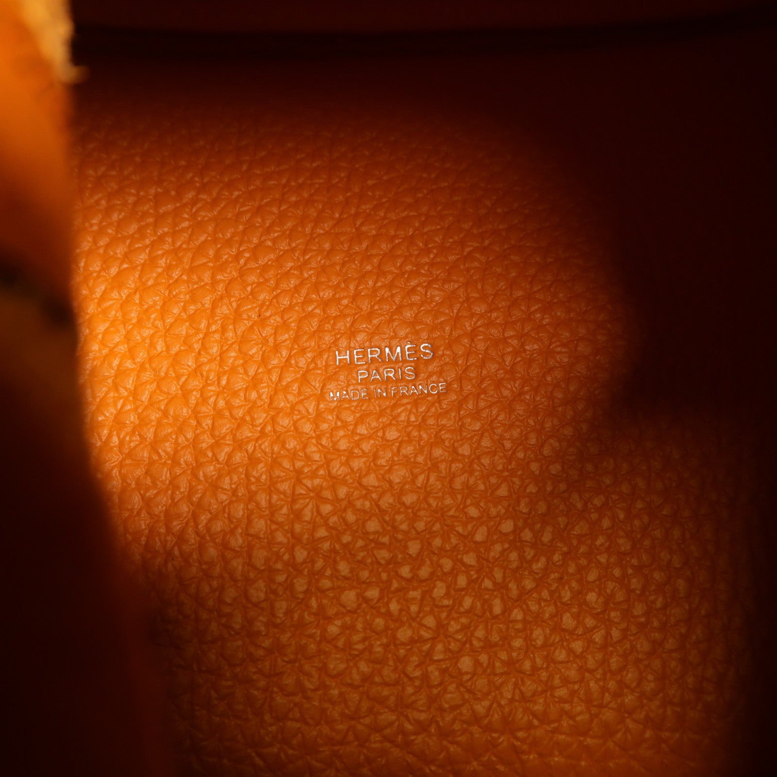 HERMES PHW Picotin PM Handbag Clemence Leather Orange