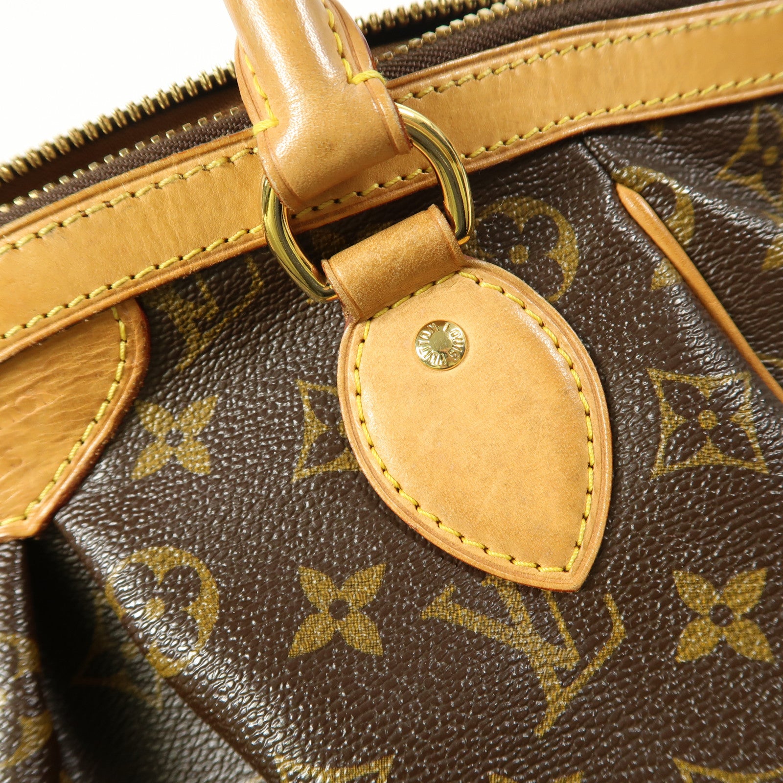 LOUIS VUITTON Monogram Tivoli PM金扣手挽袋棕色