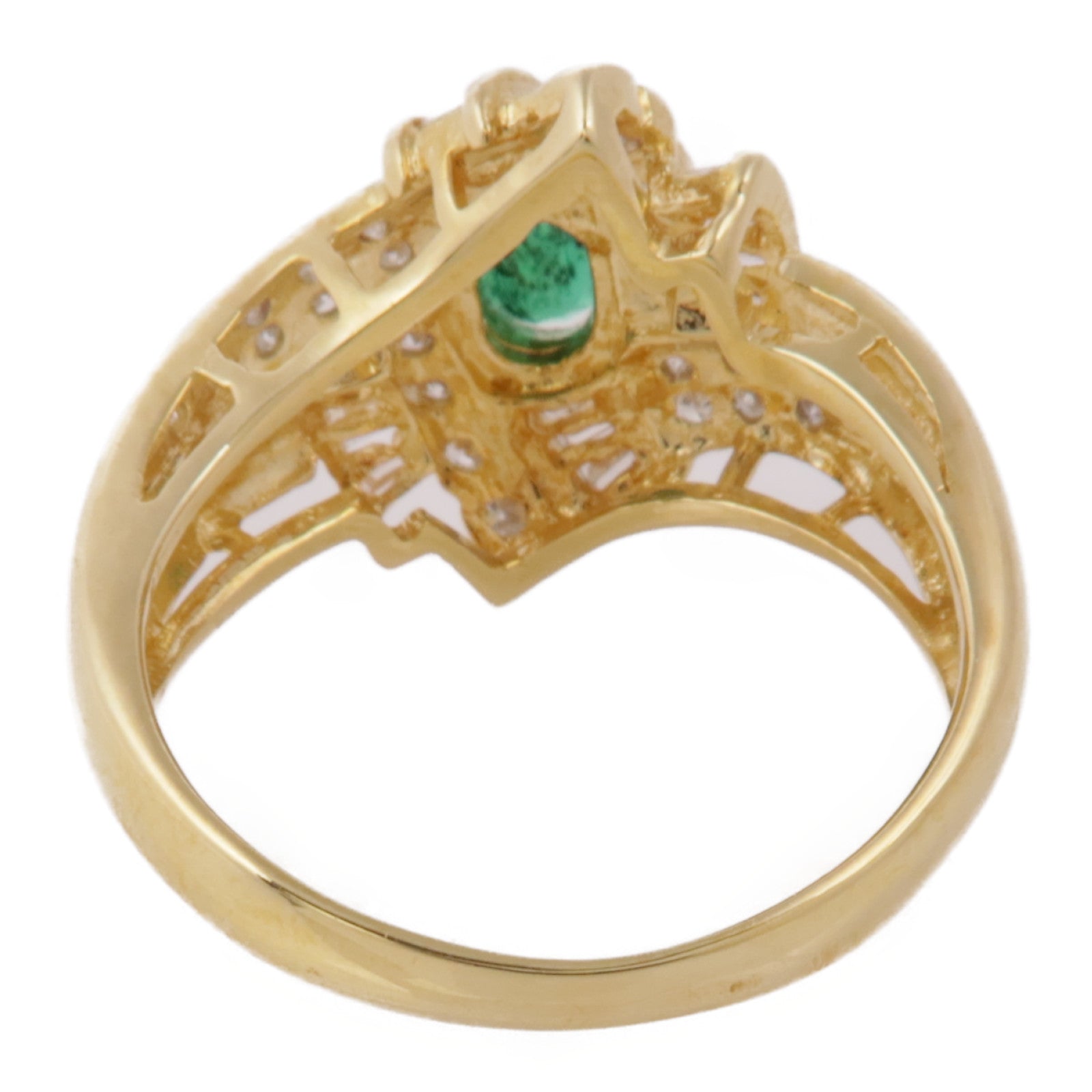 JEWELRY 【激減優惠】18K黃金Emerald/Diamond Ring綠寶石/鑽石戒指US#6.5