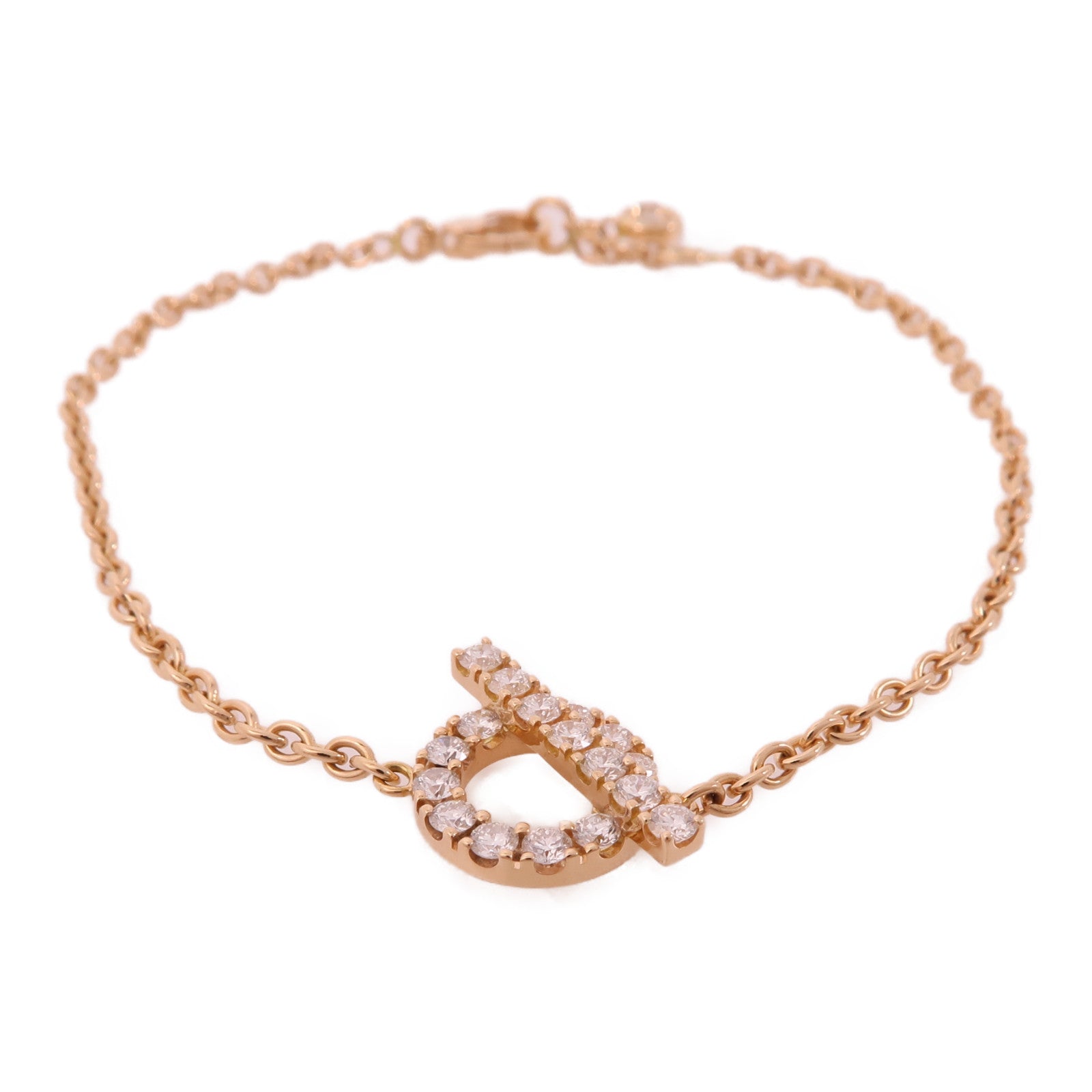 HERMES 18K玫瑰金Finesse Bracelet鑽石手鏈