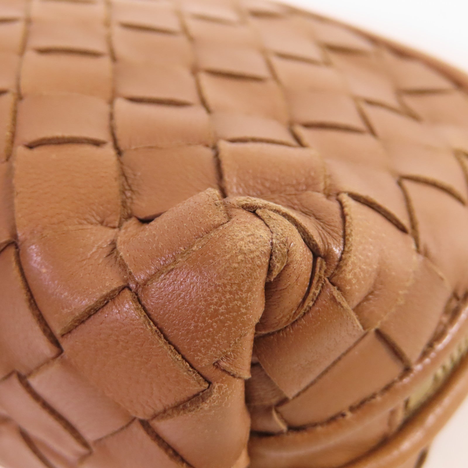 BOTTEGA VENETA 【激減優惠】織紋皮革Pouch金扣手拿包啡色