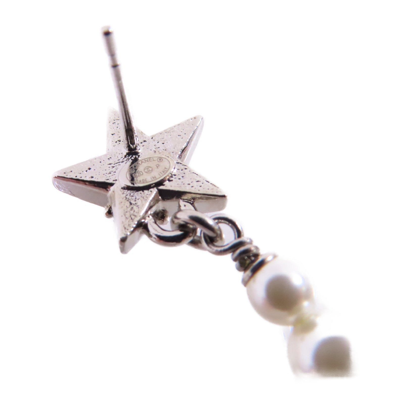 CHANEL 金屬/仿珍珠/水鑽CC Earrings銀扣耳環