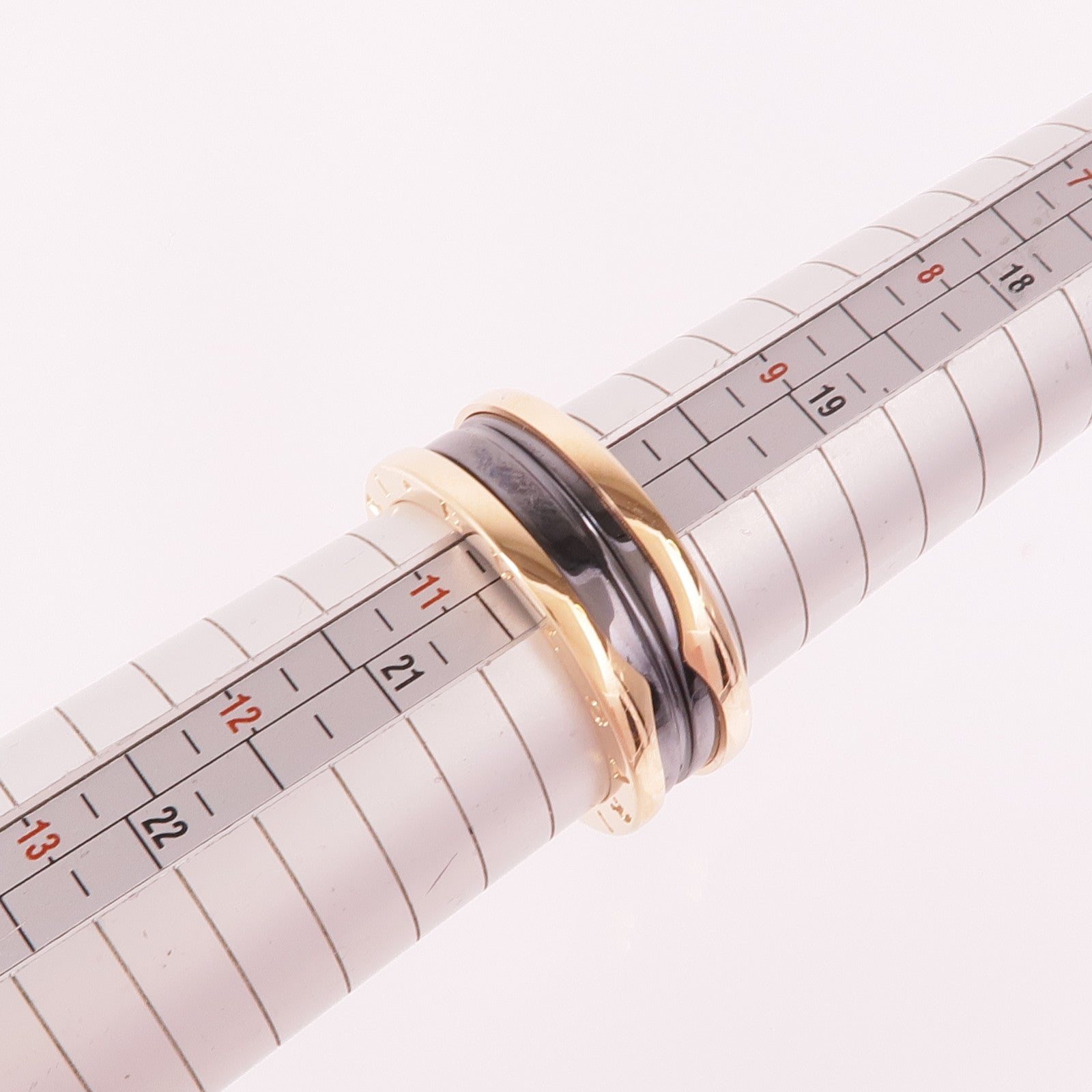 BVLGARI 18K玫瑰金/陶瓷B.zero1 2 Band戒指Bvlgari#64/US#10