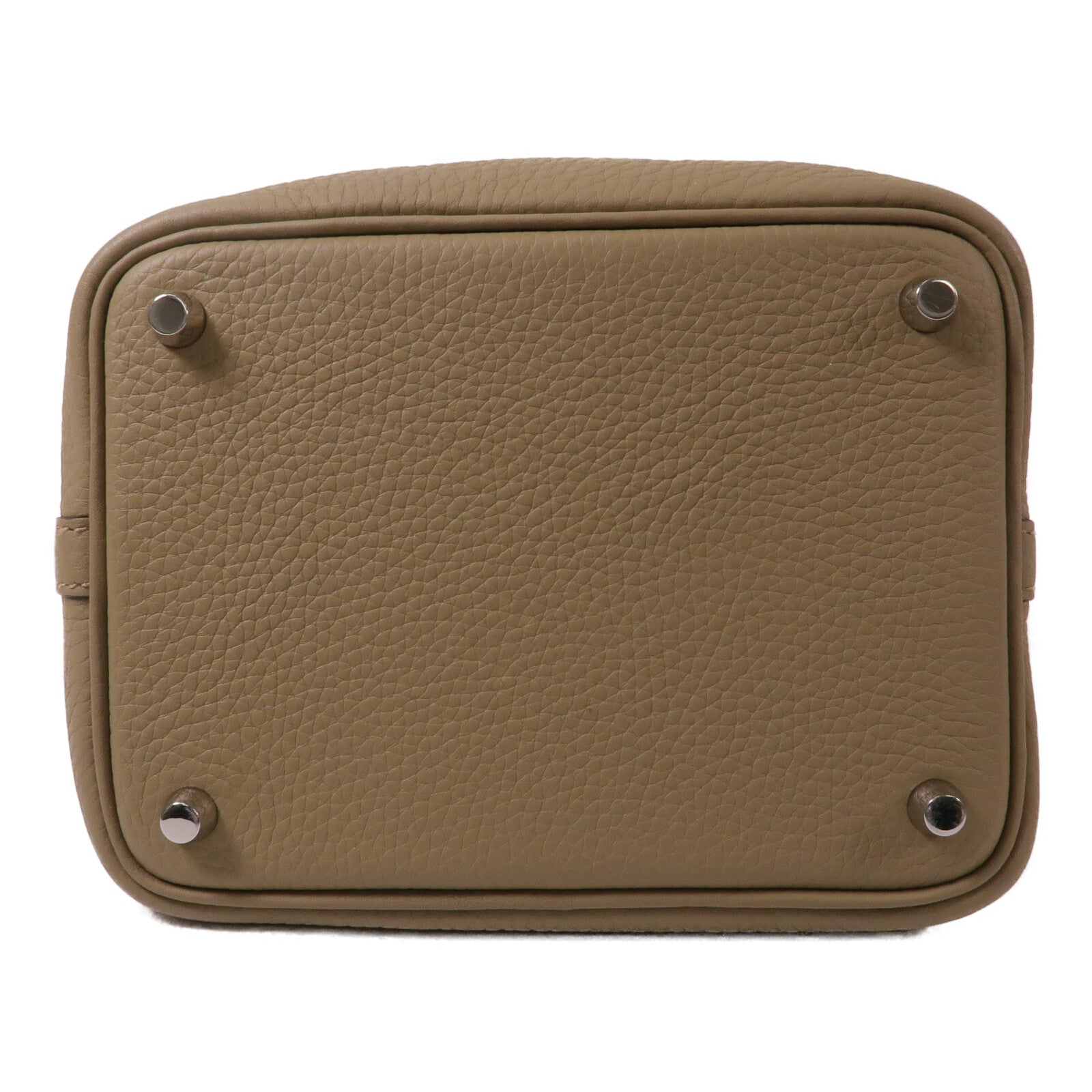 HERMES Clemence皮革Picotin PM手挽袋Beige Marfa