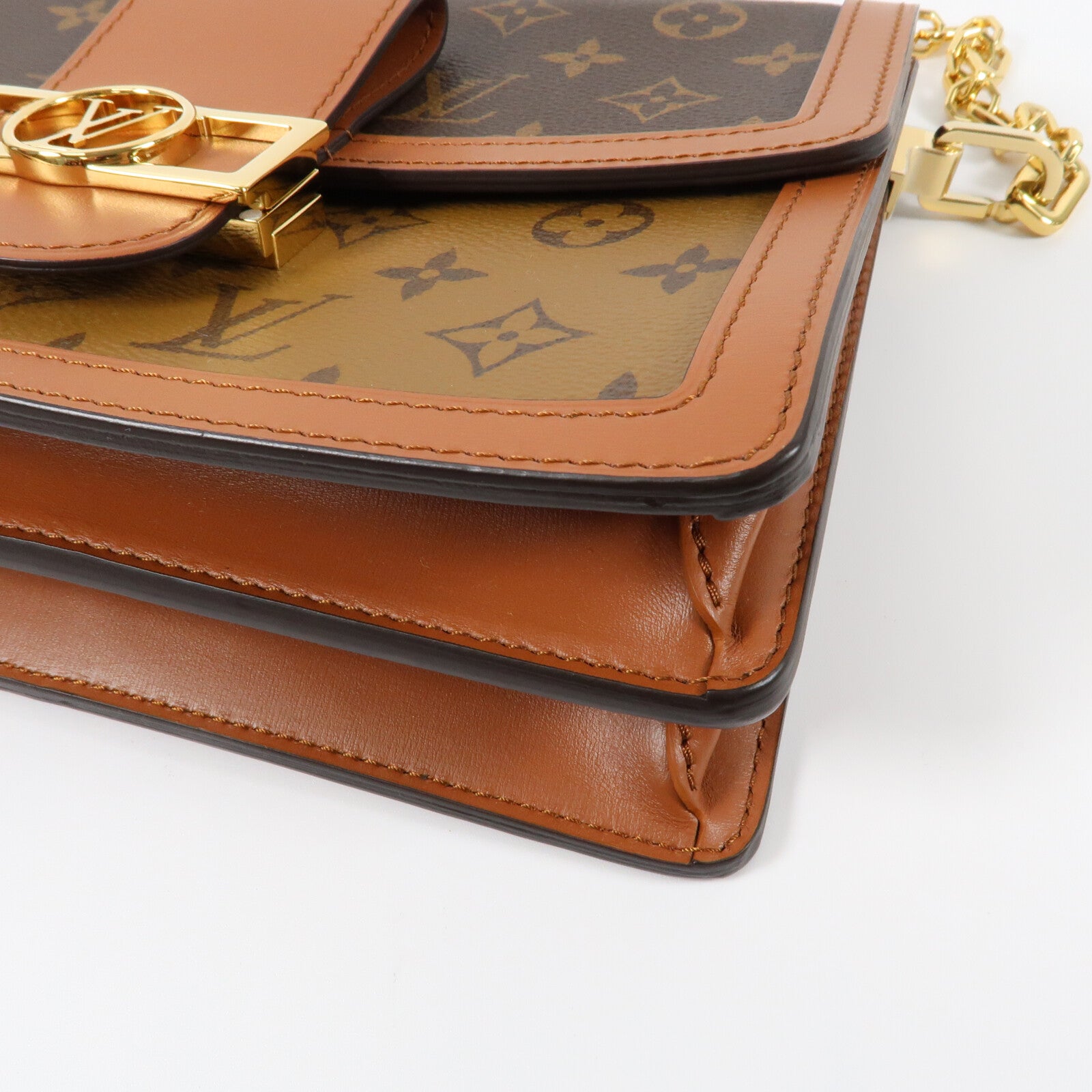 LOUIS VUITTON Monogram Reverse Dauphine MM金扣手挽肩背兩用袋