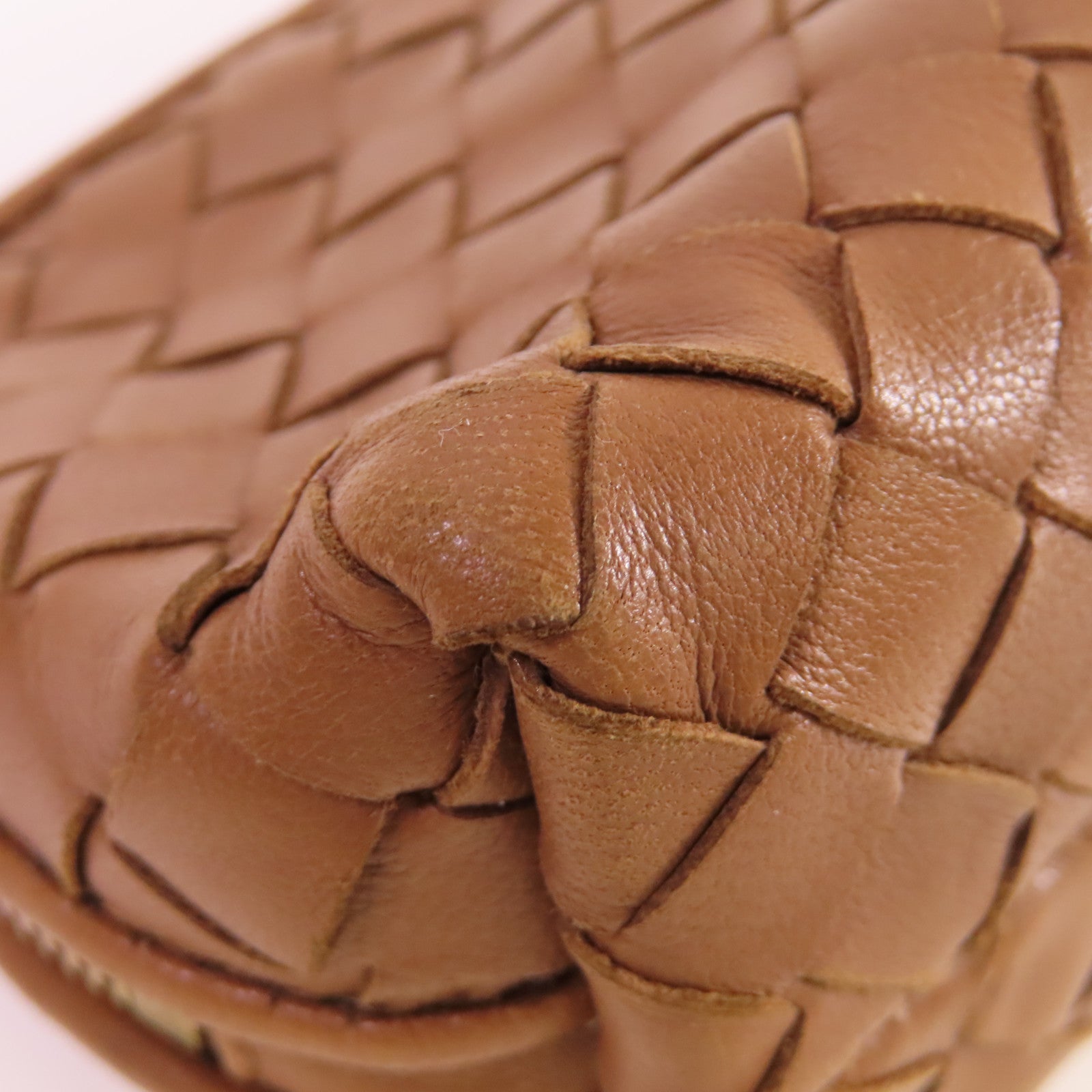 BOTTEGA VENETA 【激減優惠】織紋皮革Pouch金扣手拿包啡色