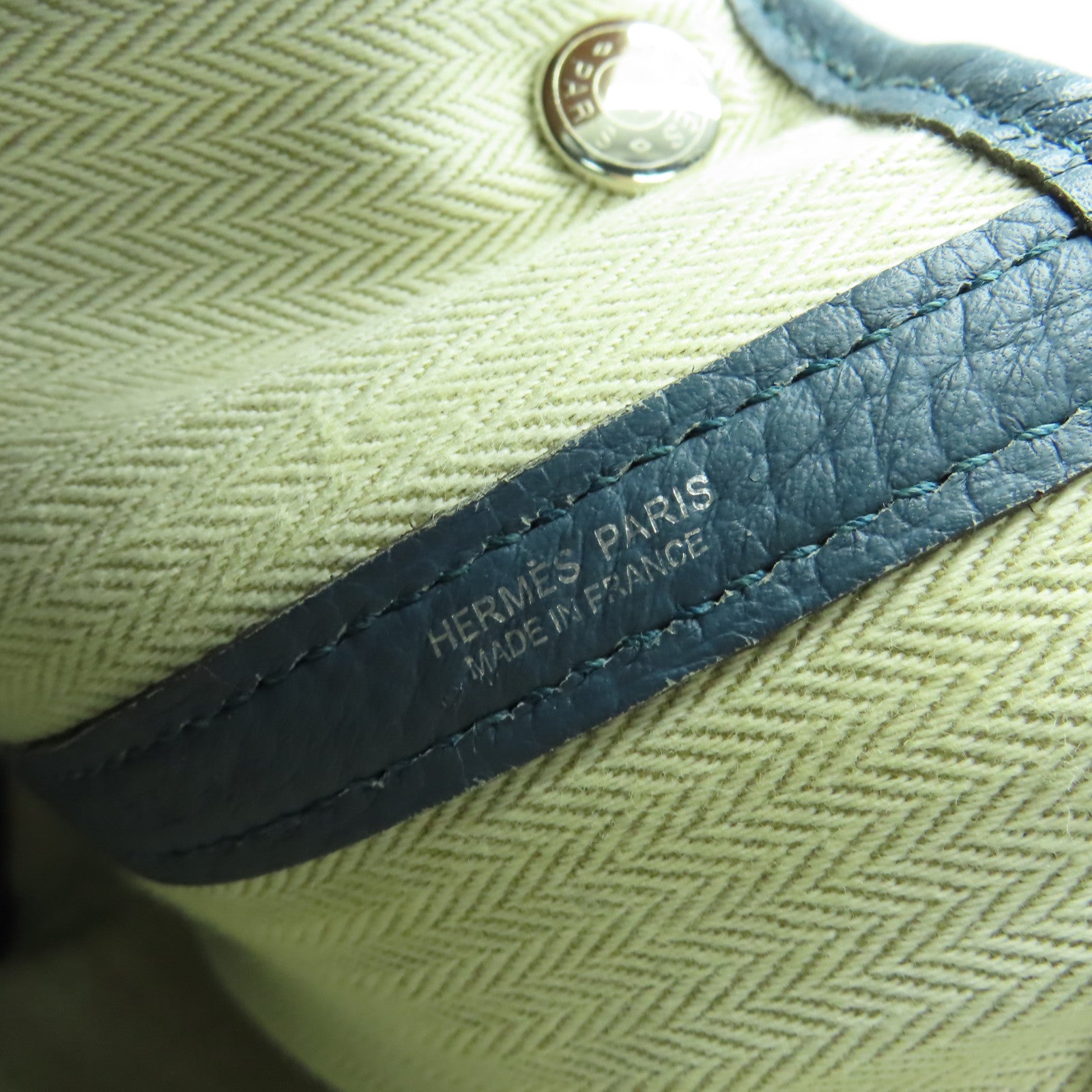 HERMES 【激減優惠】Negonda皮革GardenParty PM銀扣手挽袋藍色