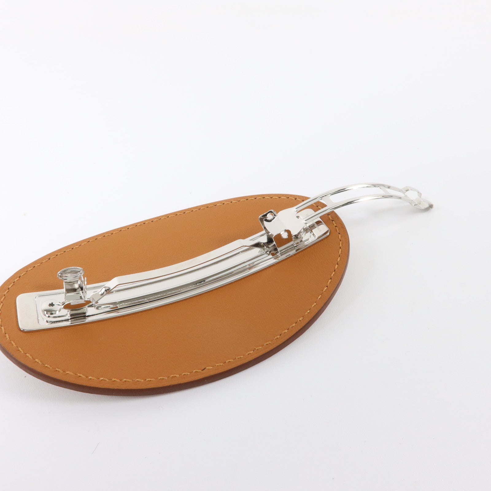 HERMES Swift皮革/金屬Evelyne GM Hair Clip銀扣髮夾Gold