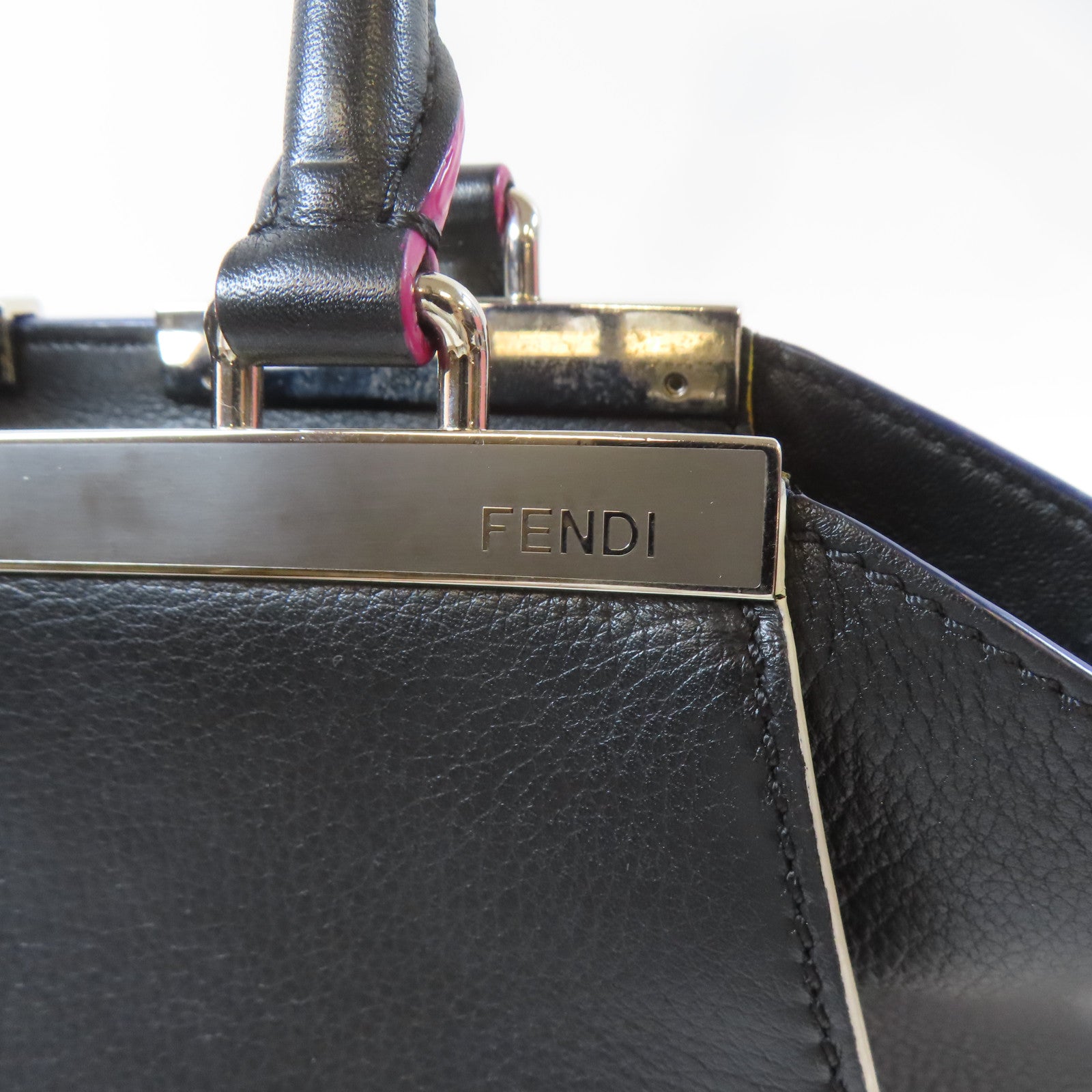 FENDI 牛皮皮革3 Jours 2 Way Shoulder銀扣手挽肩背兩用袋黑色