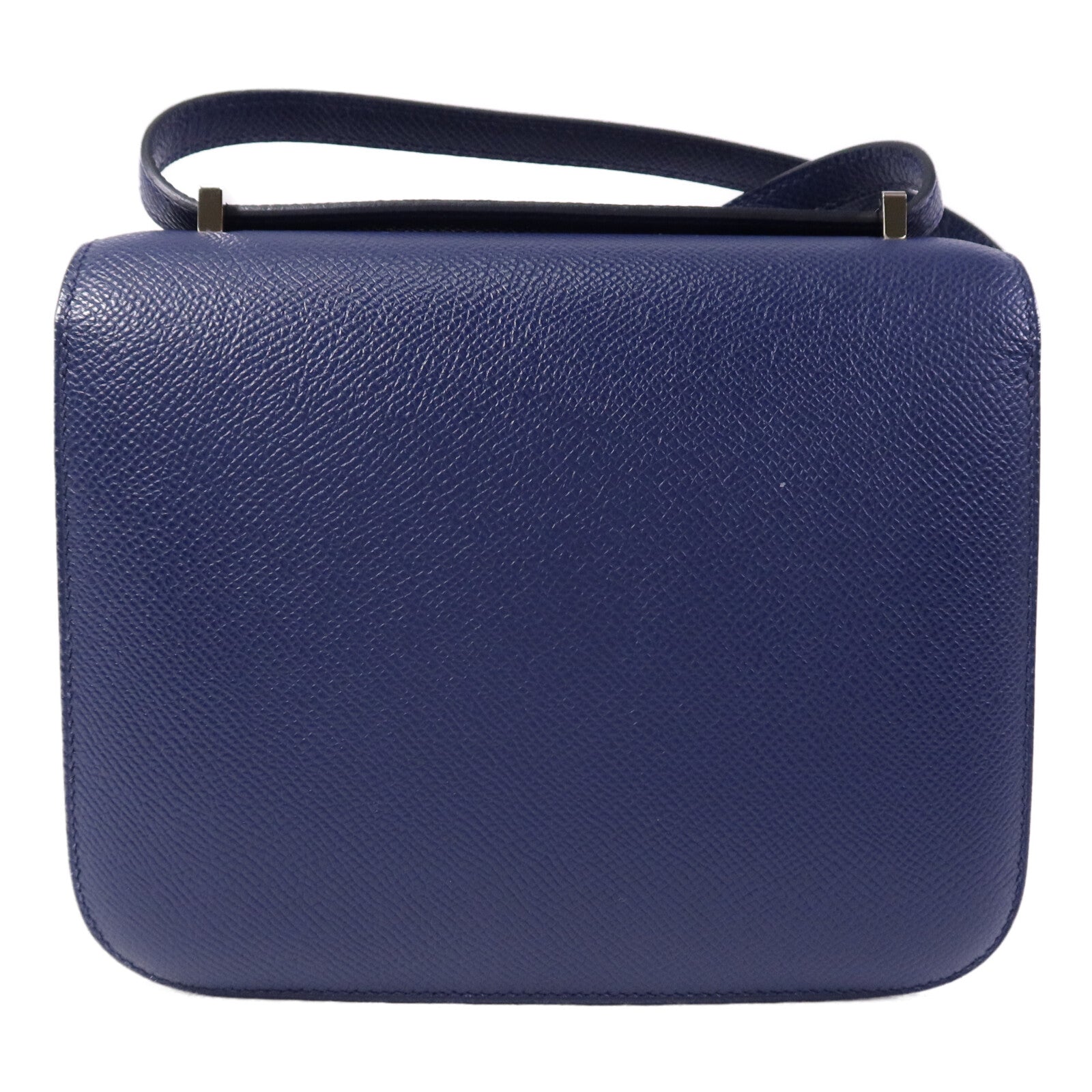 HERMES Epsom皮革Constance Mini銀扣肩背袋Bleu Saphir