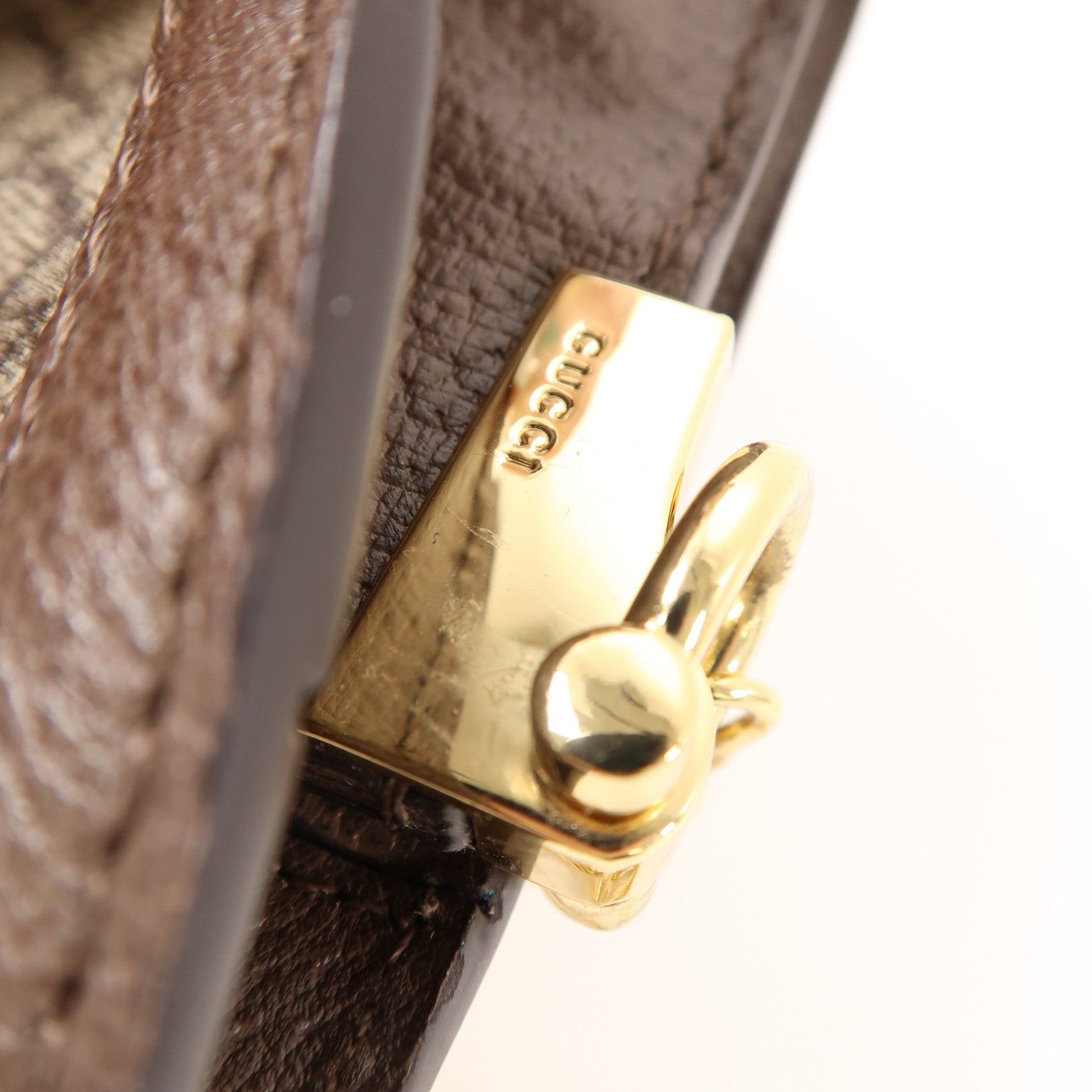 GUCCI 塗層帆布Shoulder Bag金扣肩背袋啡色