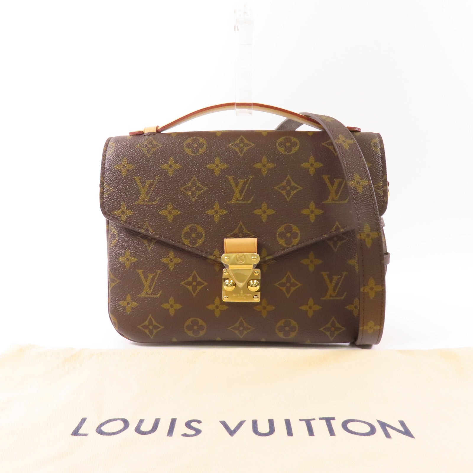 LOUIS VUITTON Monogram Pochette Metis MM金扣手挽肩背兩用袋棕色