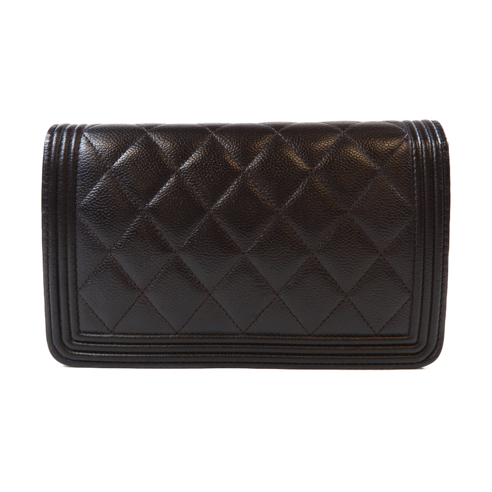 CHANEL 【激減優惠】菱格Caviar皮革Boy WOC Wallet On Chain金扣鏈帶肩背袋黑色