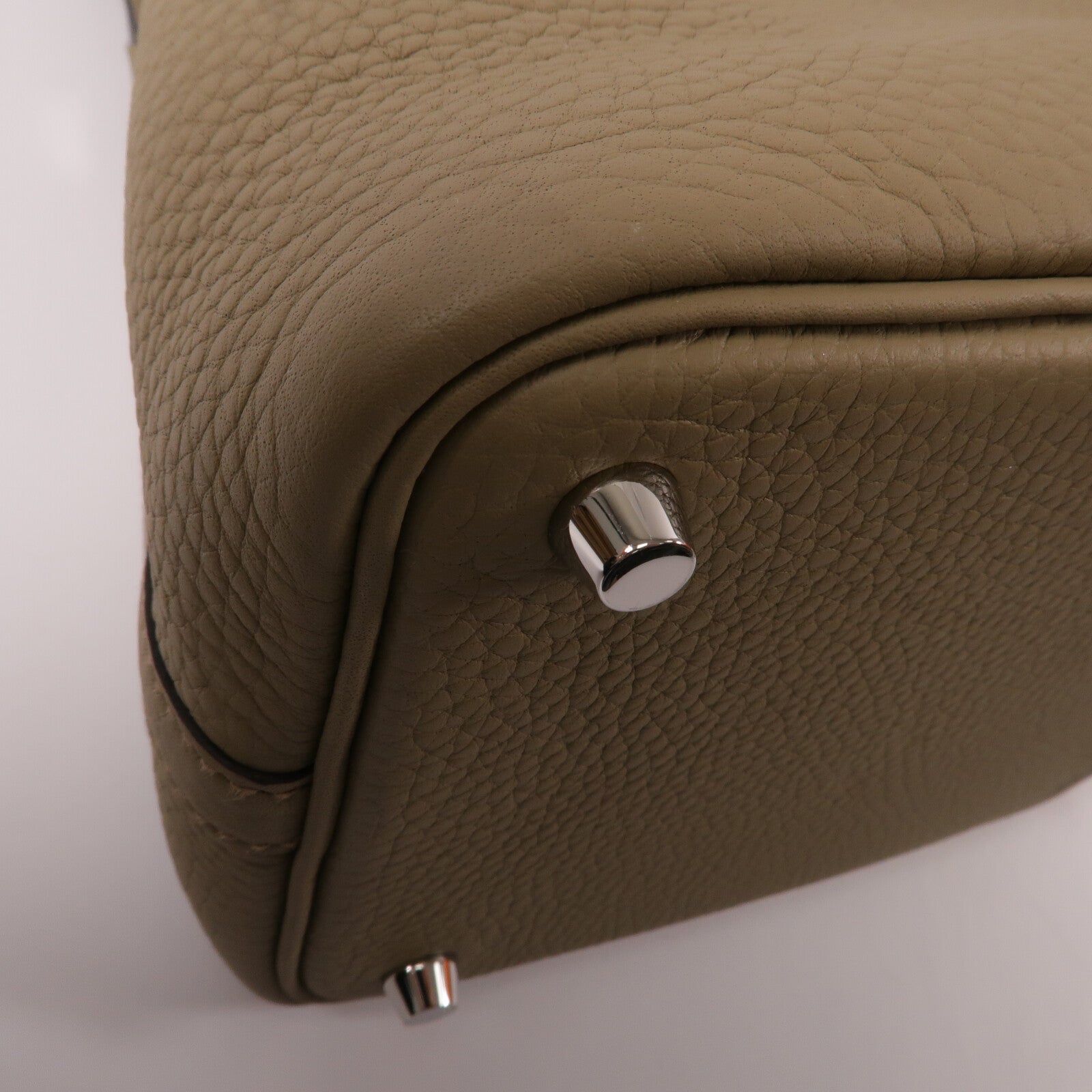 HERMES Clemence皮革Picotin PM手挽袋Beige Marfa